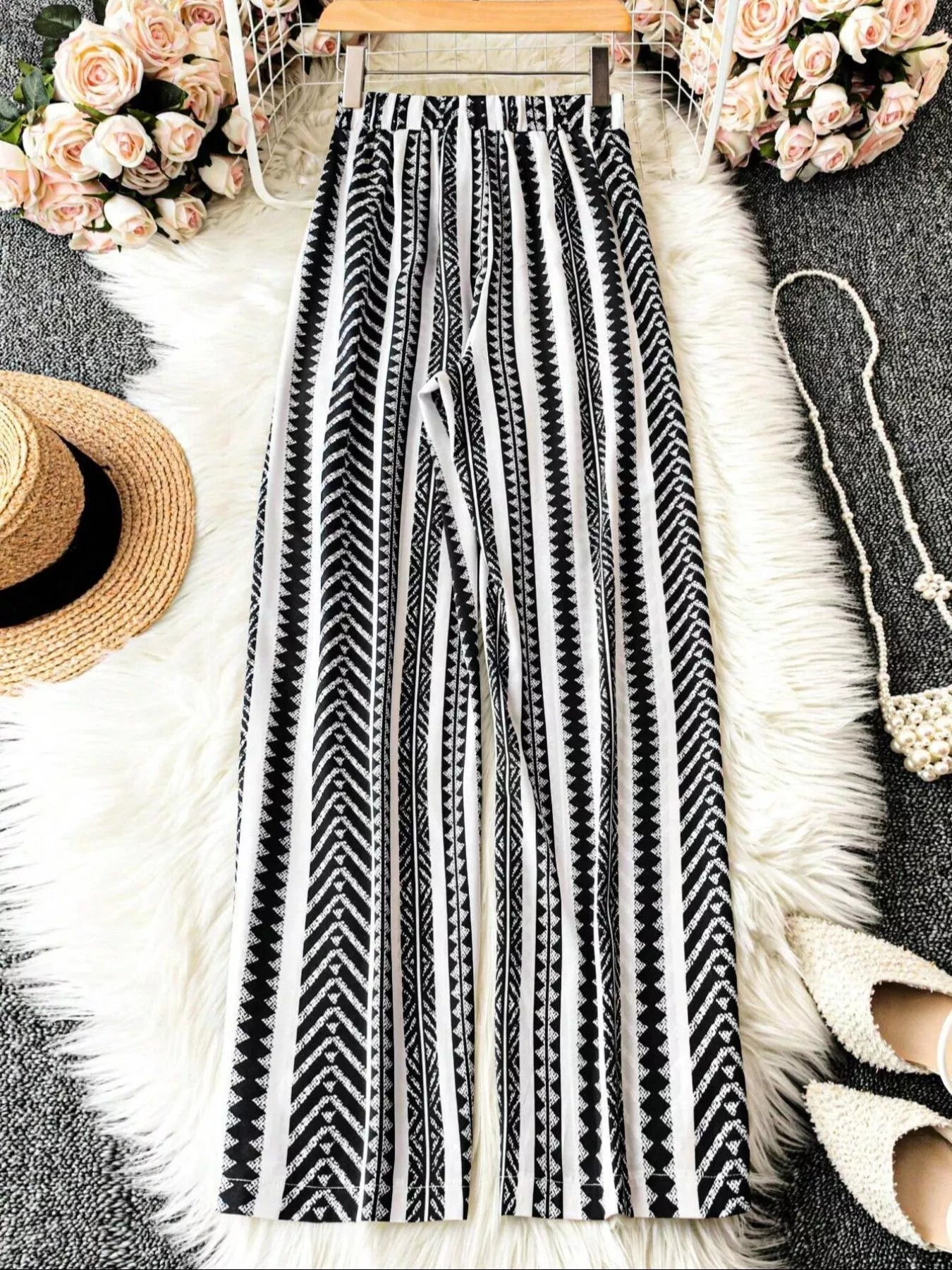Boho Print Wide Leg Pants designed for comfort and style at Lookzlike