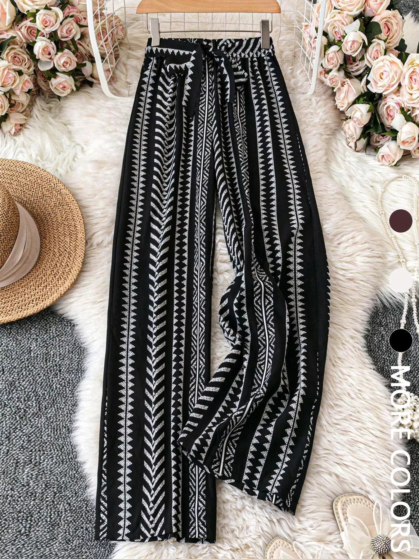 Boho Print Wide Leg Pants designed for comfort and style at Lookzlike