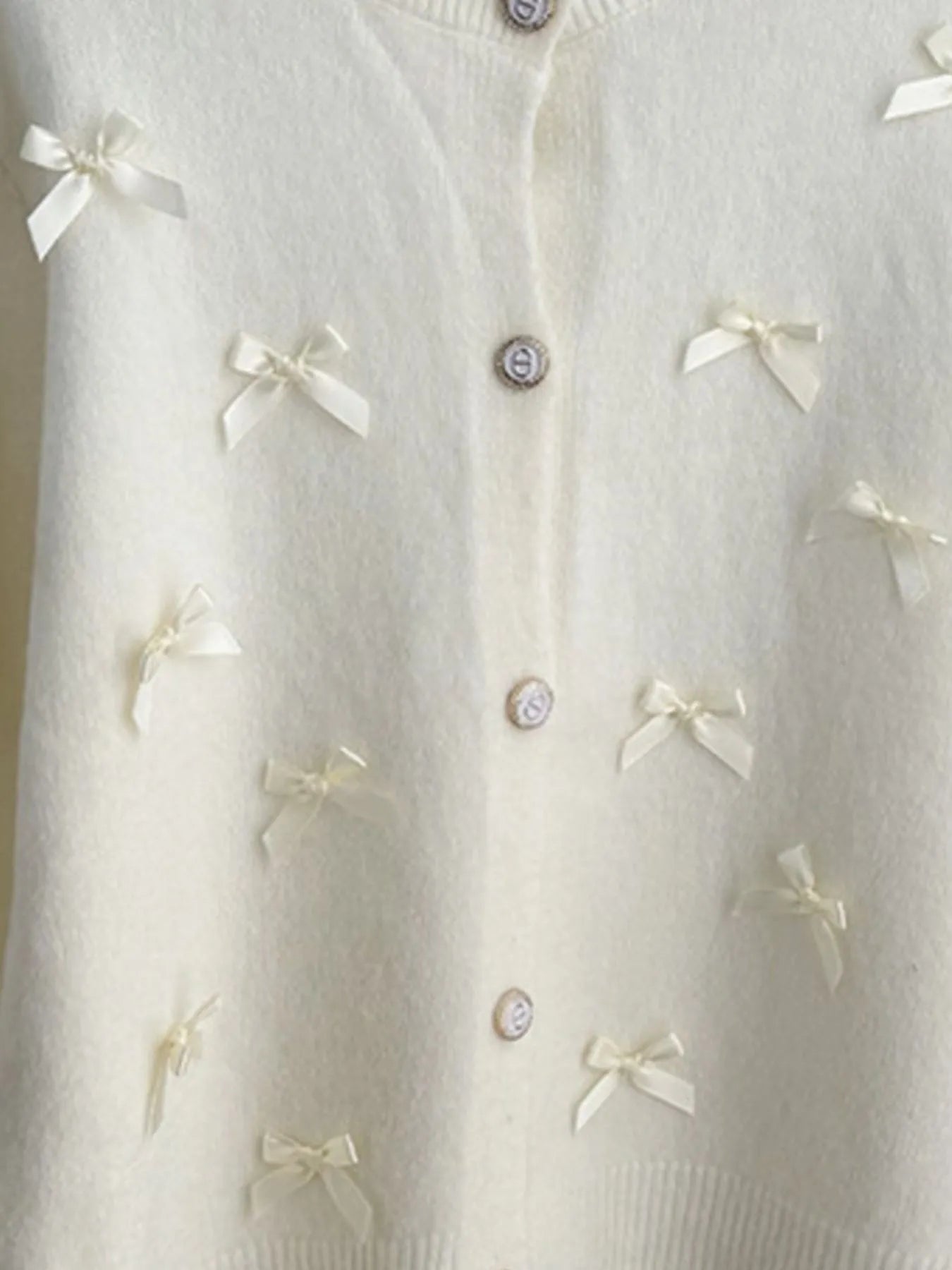 Bow Button Up Long Sleeve Cardigan - Lookzlike