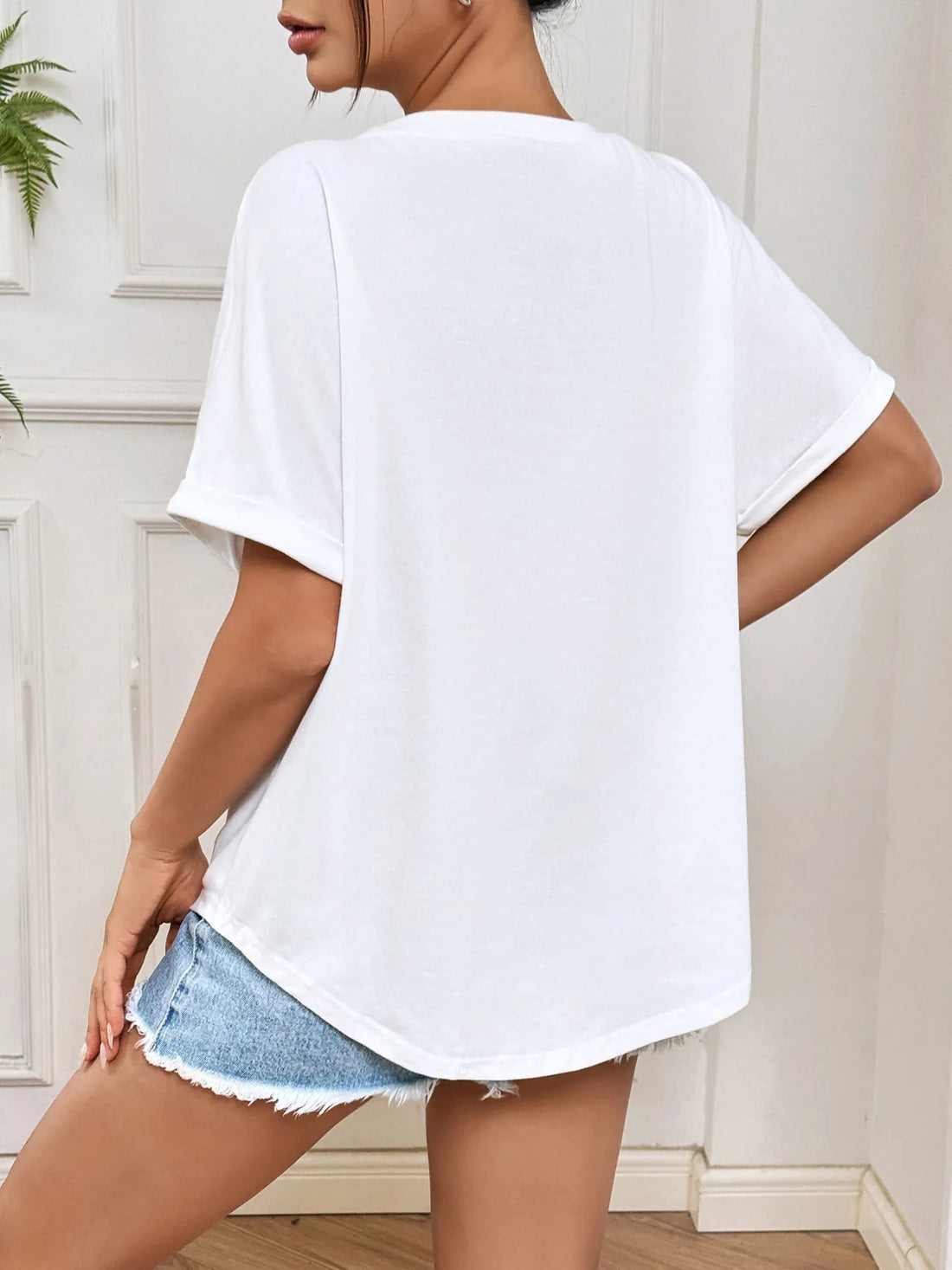 Bow Oversized Round Neck T-Shirt - Lookzlike