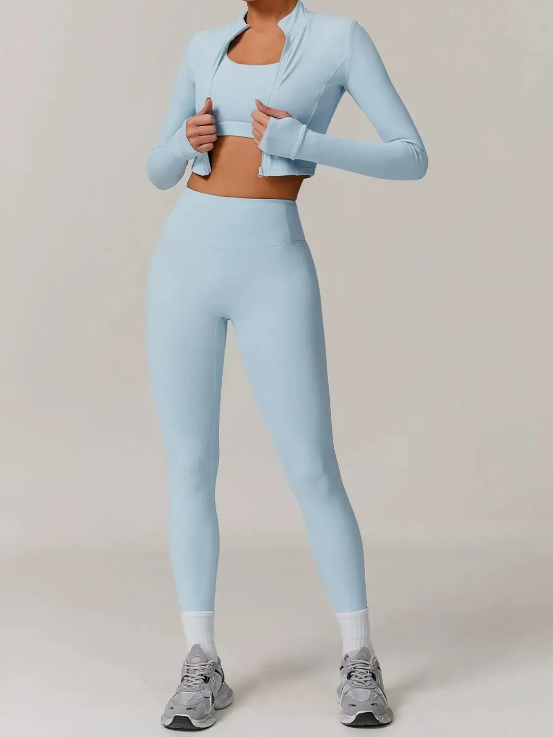 Bra Outerwear and Leggings 3 - Piece Active Set designed for comfort and style at Lookzlike