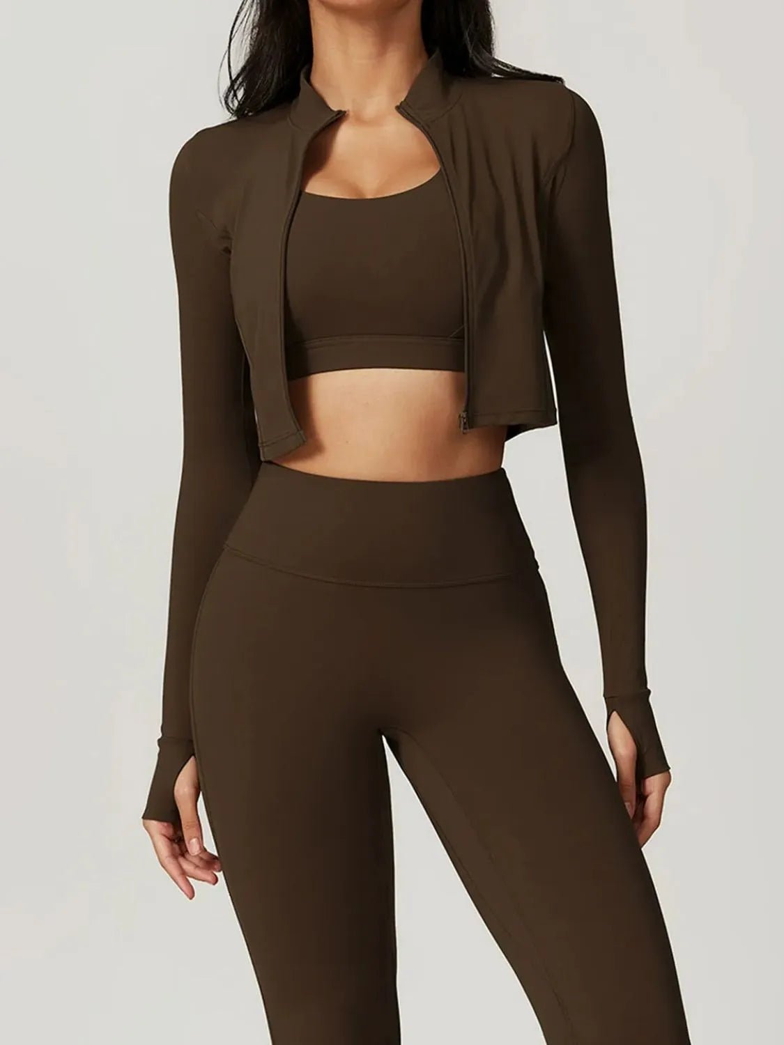 Bra Outerwear and Leggings 3 - Piece Active Set designed for comfort and style at Lookzlike