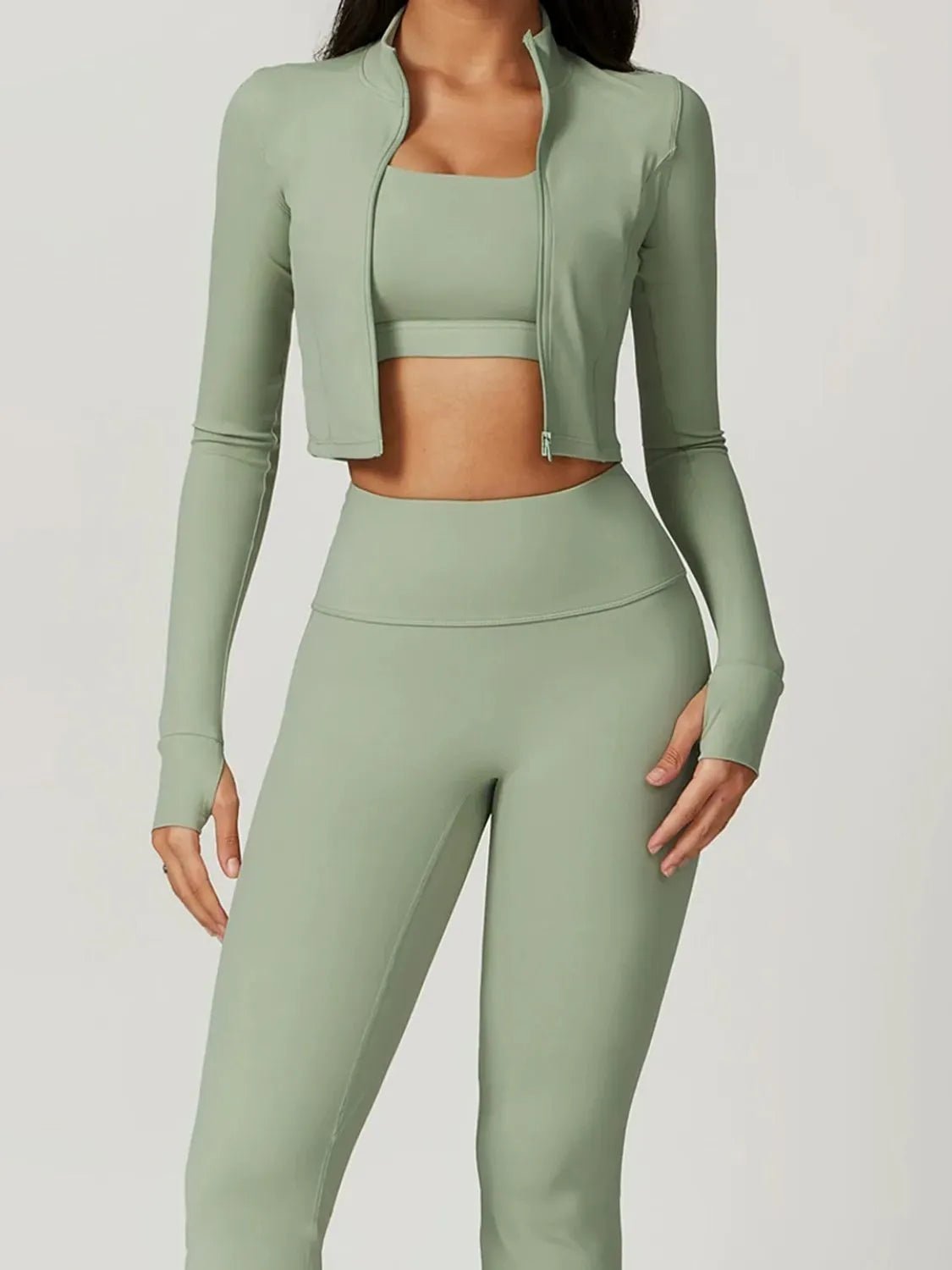 Bra Outerwear and Leggings 3 - Piece Active Set designed for comfort and style at Lookzlike