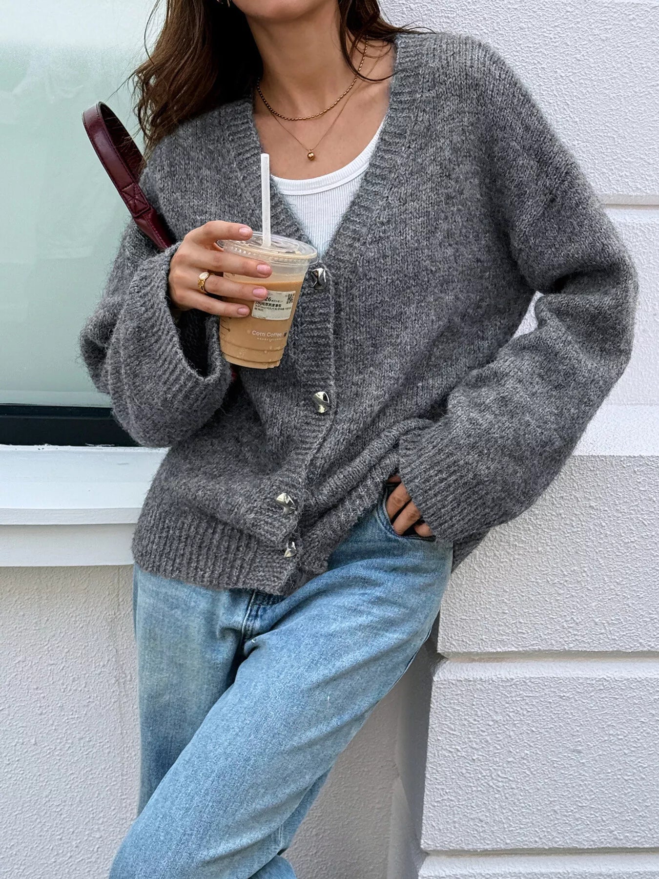 Button - Down Knit Cardigan designed for comfort and style at Lookzlike