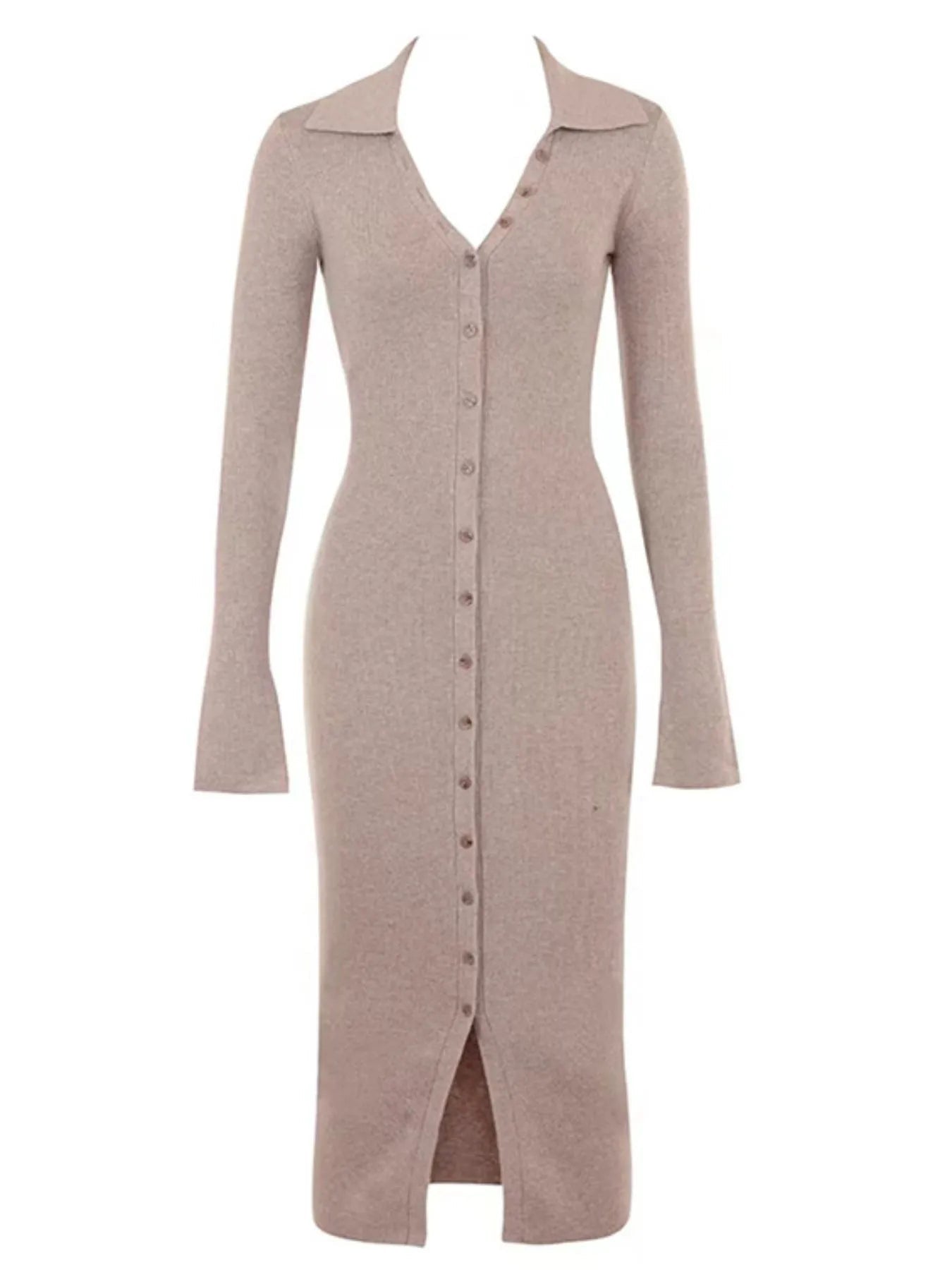 Button Front Long Sleeve Sweater Dress designed for comfort and style at Lookzlike