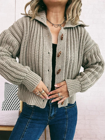 Button Up Long Sleeve Cardigan designed for comfort and style at Lookzlike