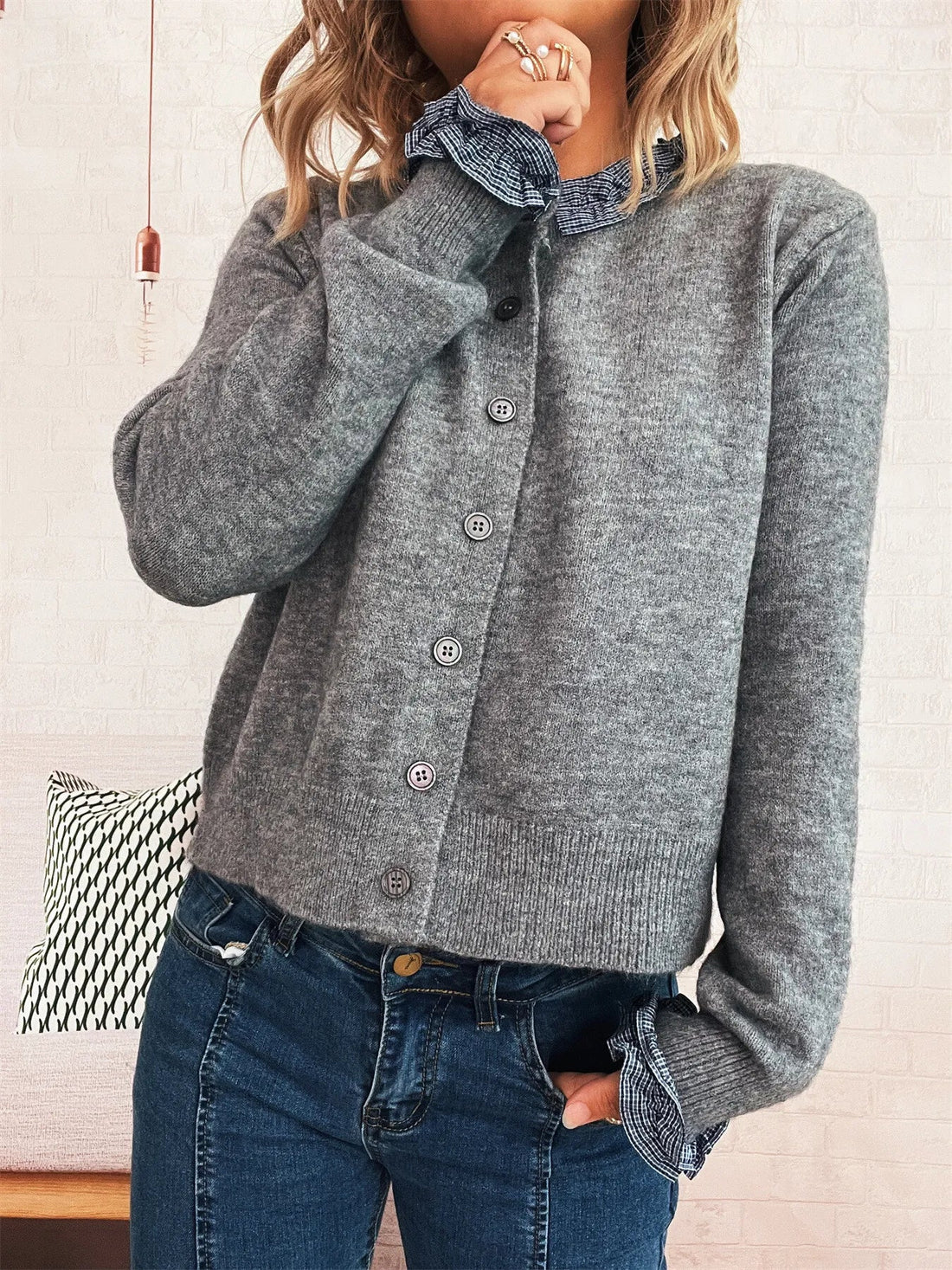 Button Up Long Sleeve Cardigan designed for comfort and style at Lookzlike