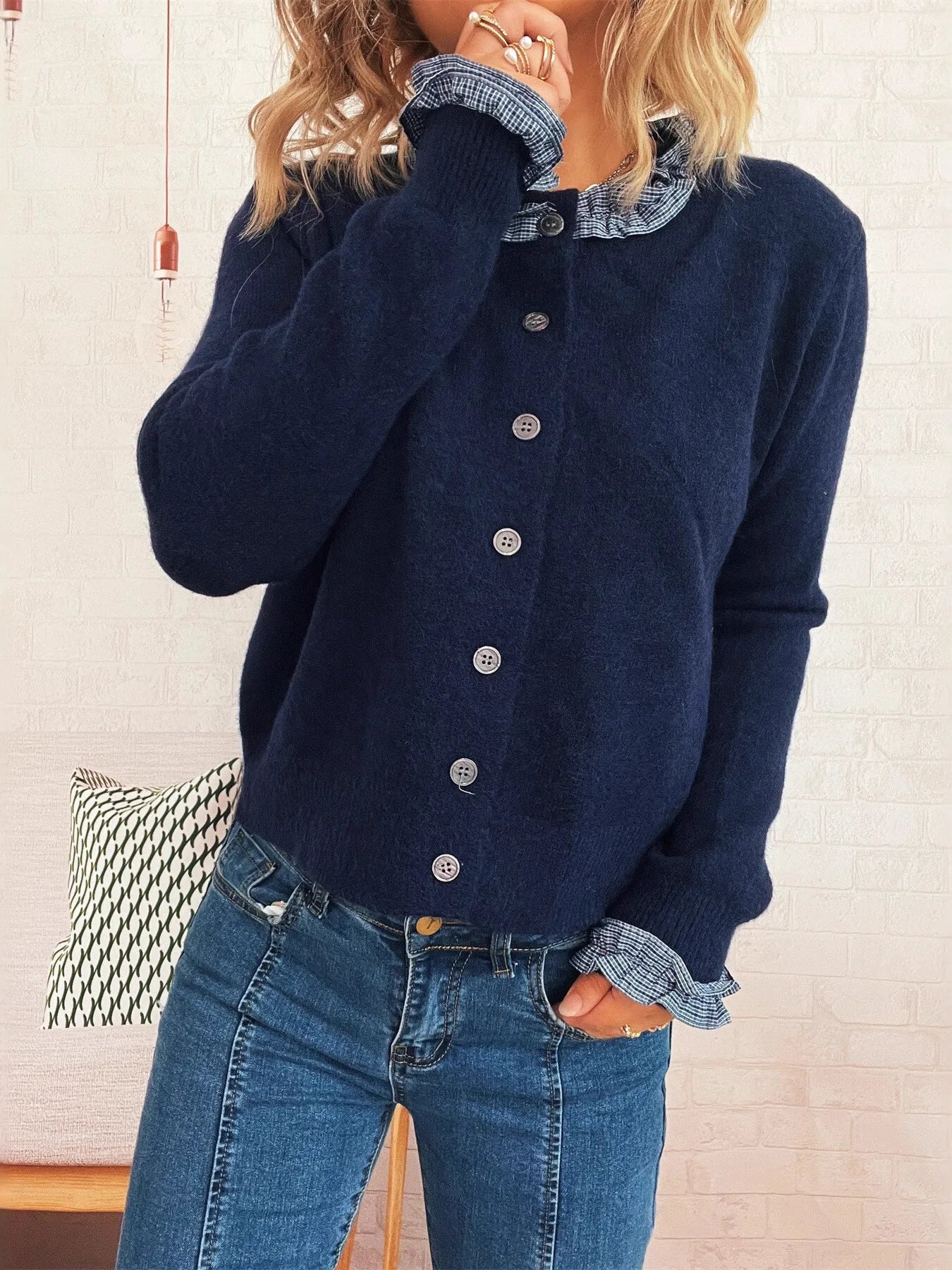 Button Up Long Sleeve Cardigan designed for comfort and style at Lookzlike