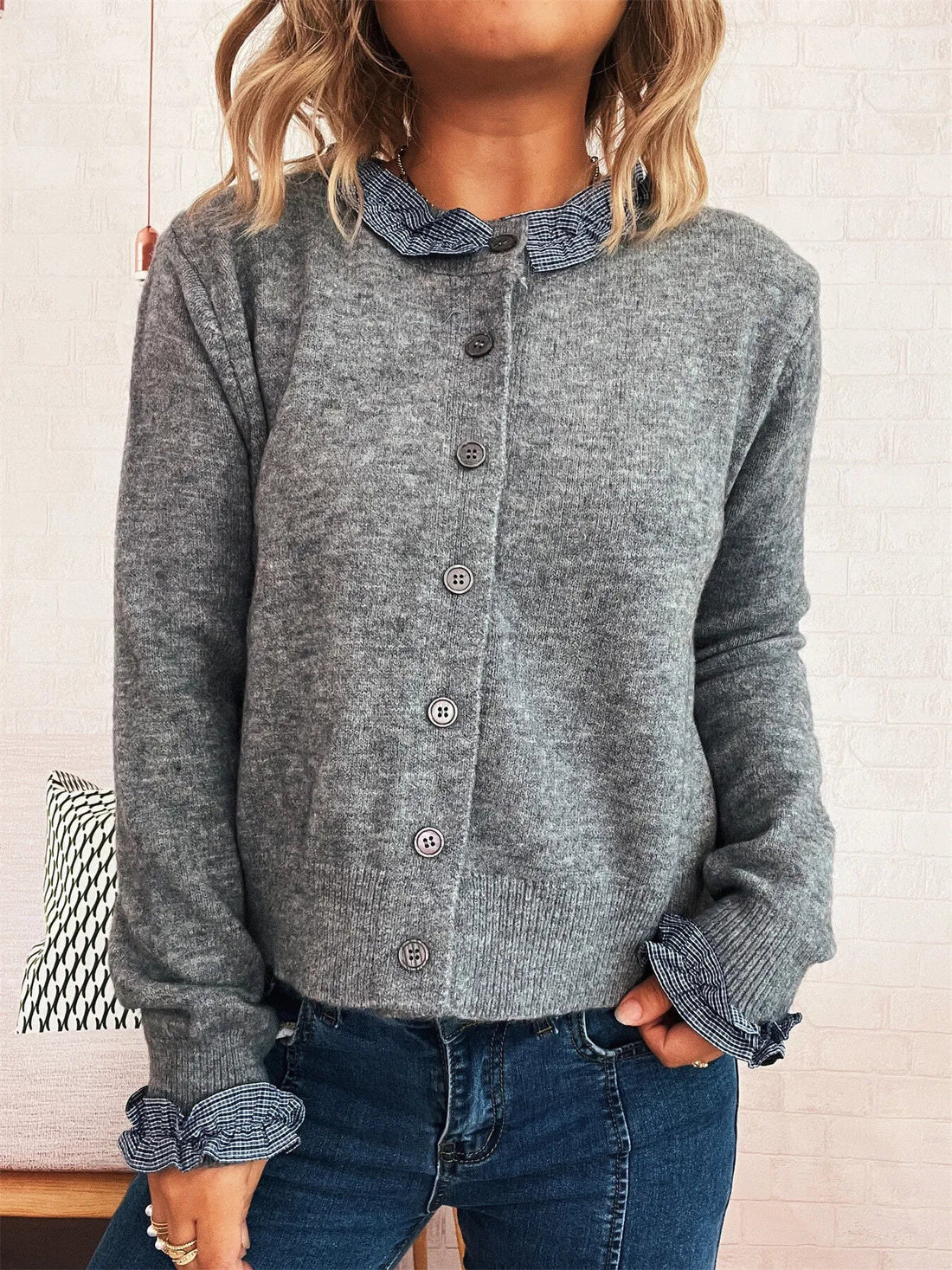 Button Up Long Sleeve Cardigan designed for comfort and style at Lookzlike