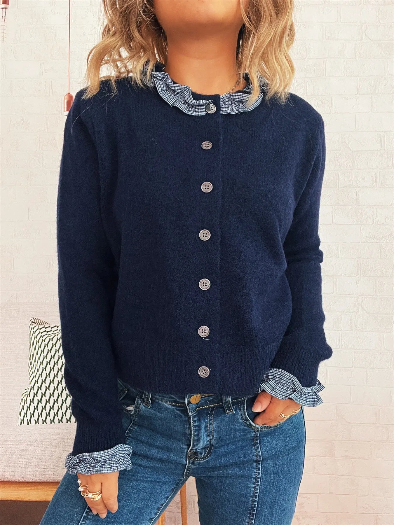 Button Up Long Sleeve Cardigan designed for comfort and style at Lookzlike