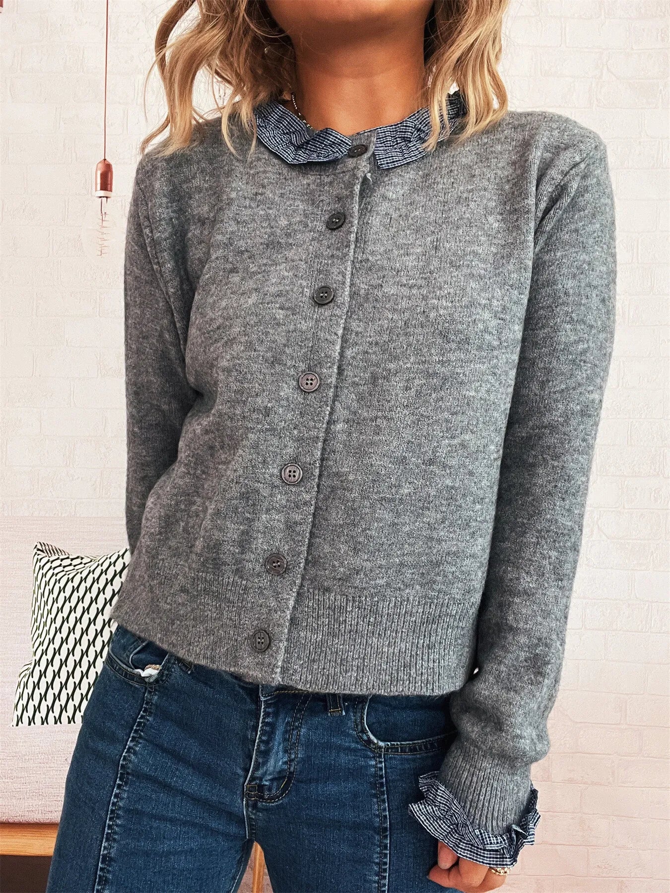 Button Up Long Sleeve Cardigan designed for comfort and style at Lookzlike