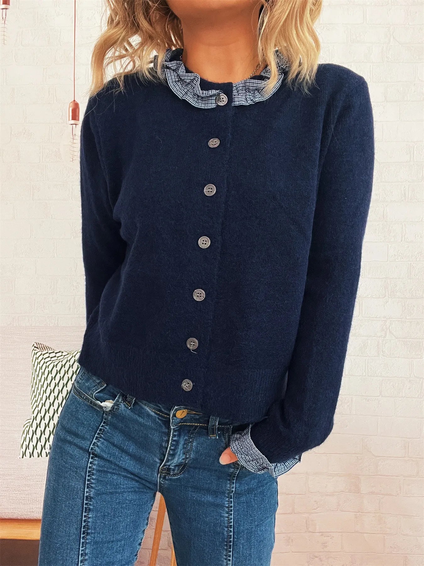 Button Up Long Sleeve Cardigan designed for comfort and style at Lookzlike