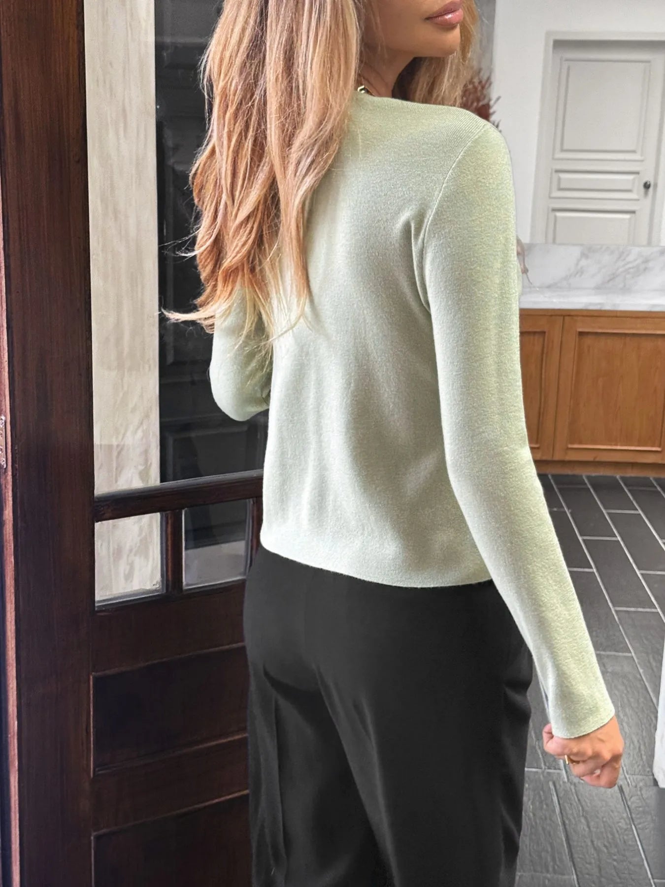 Button - Up Long Sleeve Knit Cardigan designed for comfort and style at Lookzlike