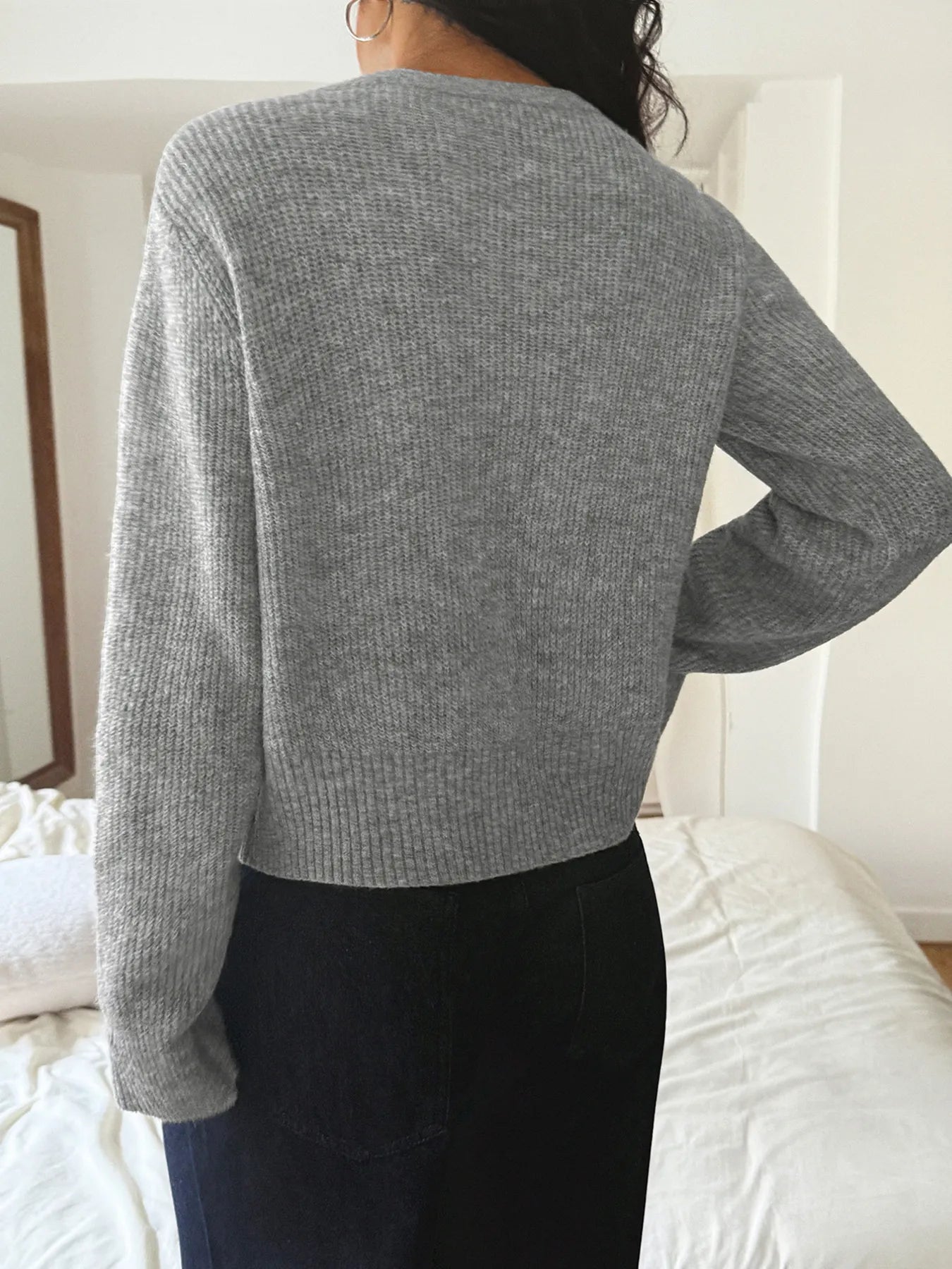 Button - Up Ribbed Knit Cardigan designed for comfort and style at Lookzlike