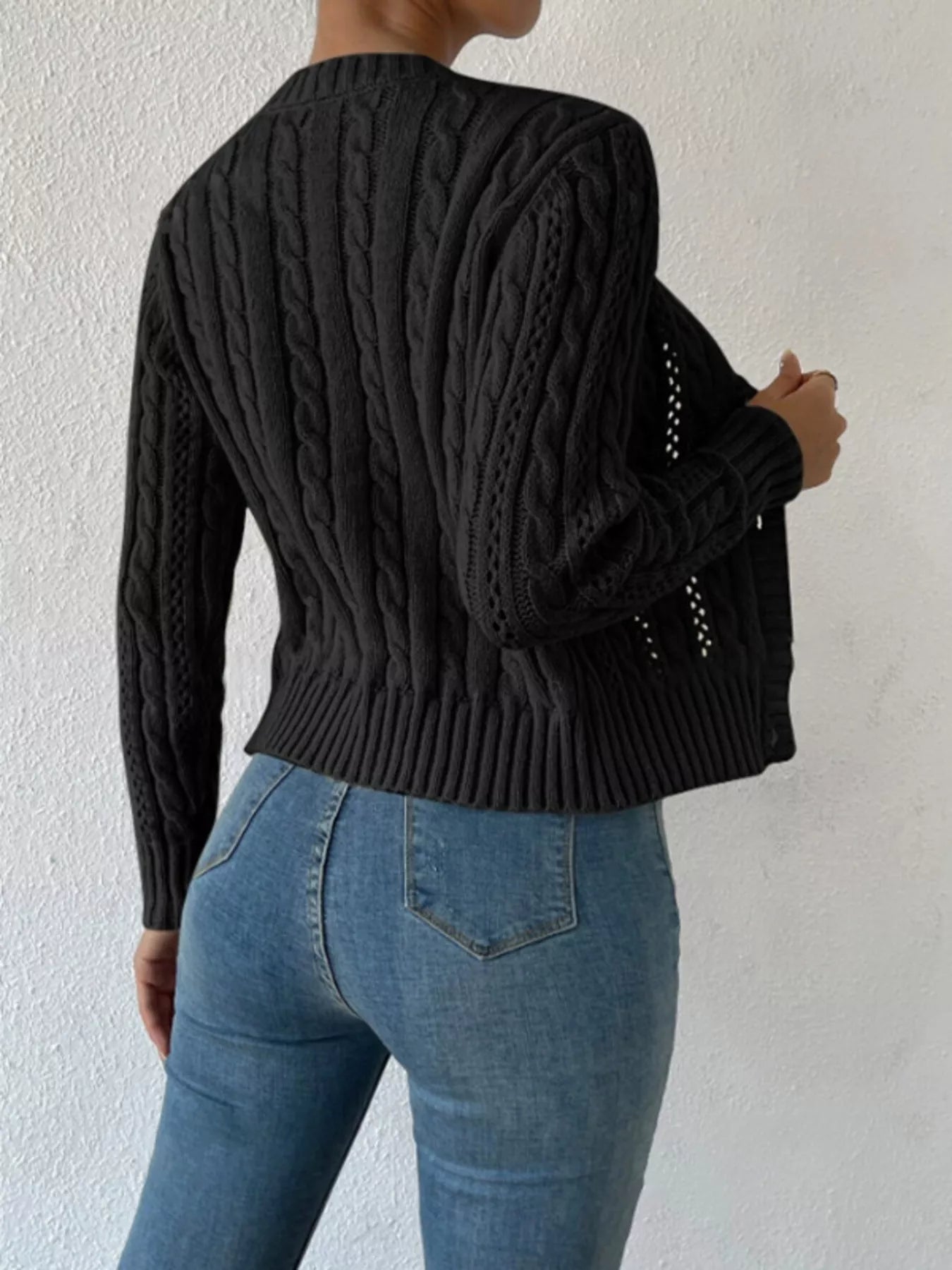 Cable Knit Button - Up Cardigan designed for comfort and style at Lookzlike