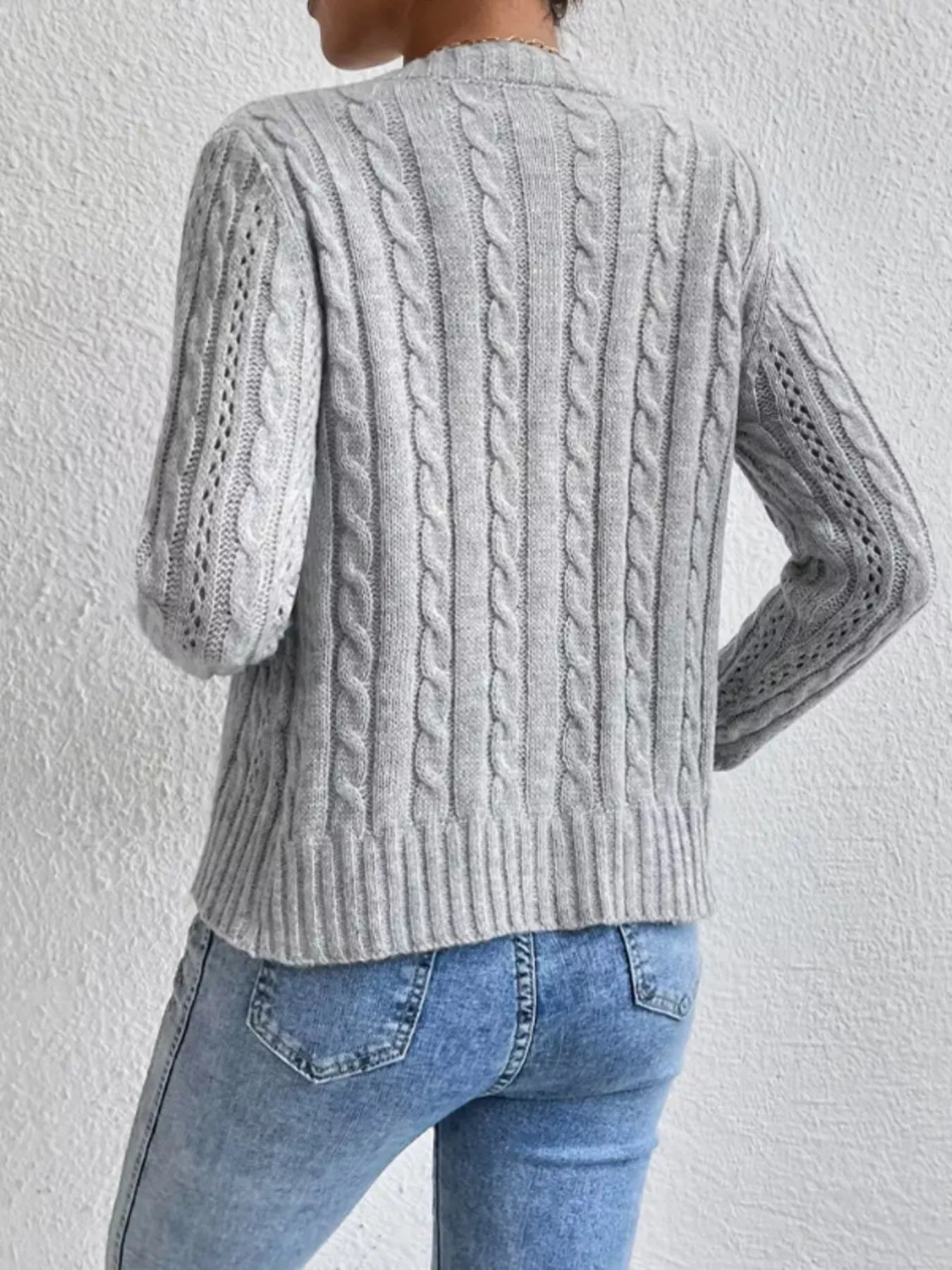Cable Knit Button - Up Cardigan designed for comfort and style at Lookzlike