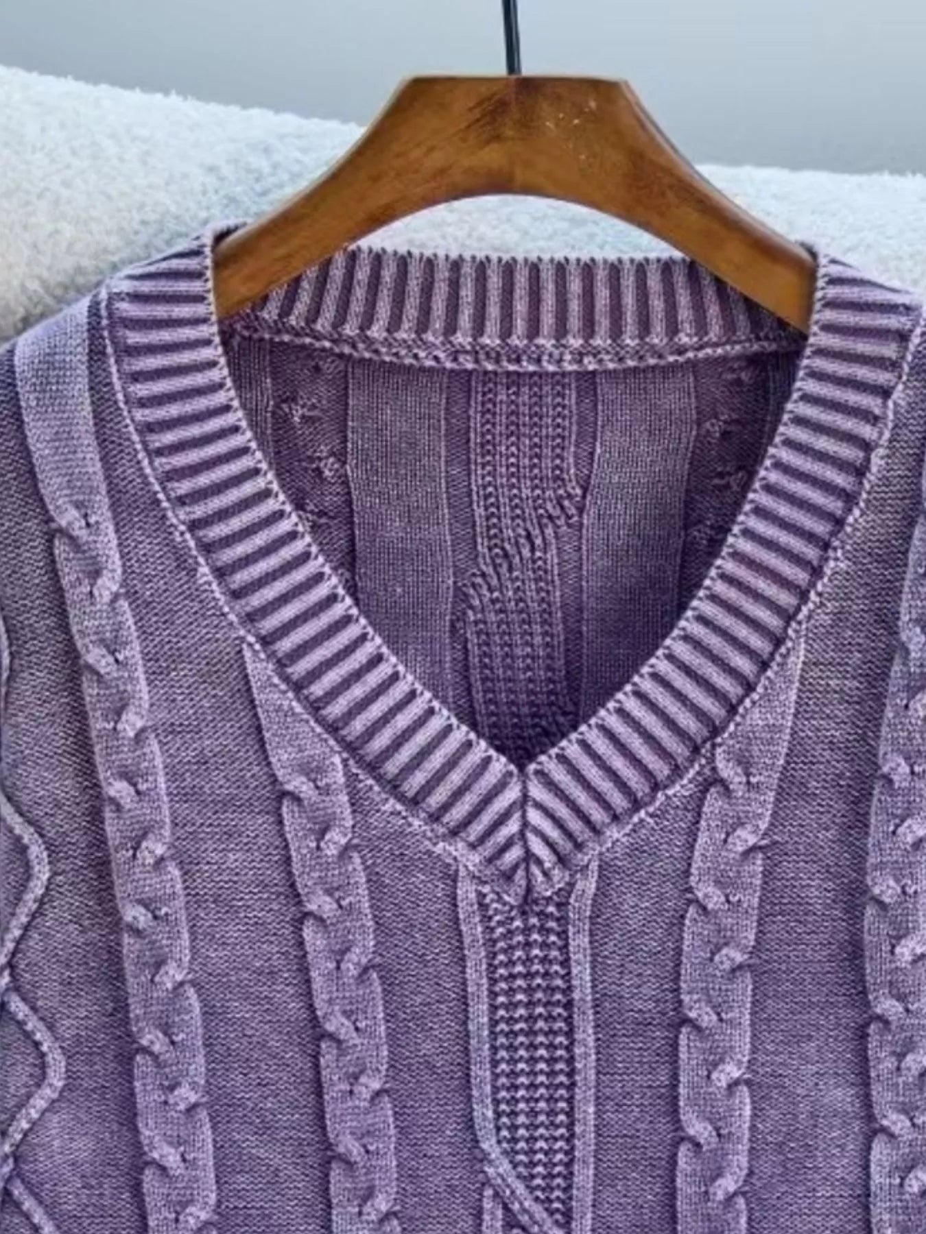 Cable Knit V - Neck Sweater designed for comfort and style at Lookzlike