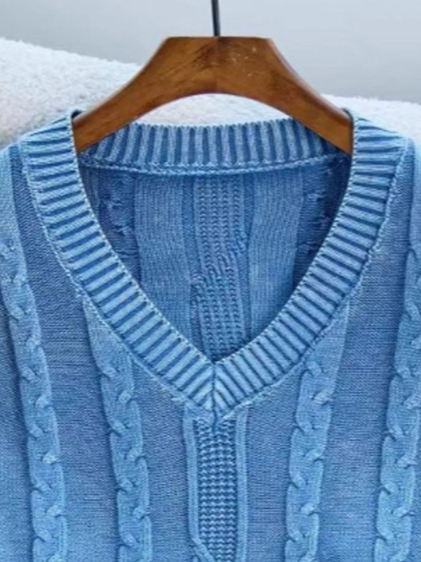 Cable Knit V - Neck Sweater designed for comfort and style at Lookzlike