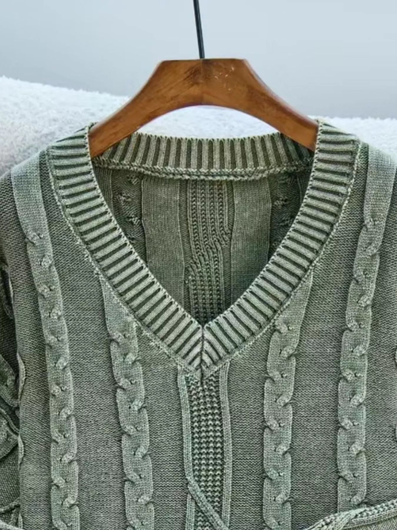 Cable Knit V - Neck Sweater designed for comfort and style at Lookzlike