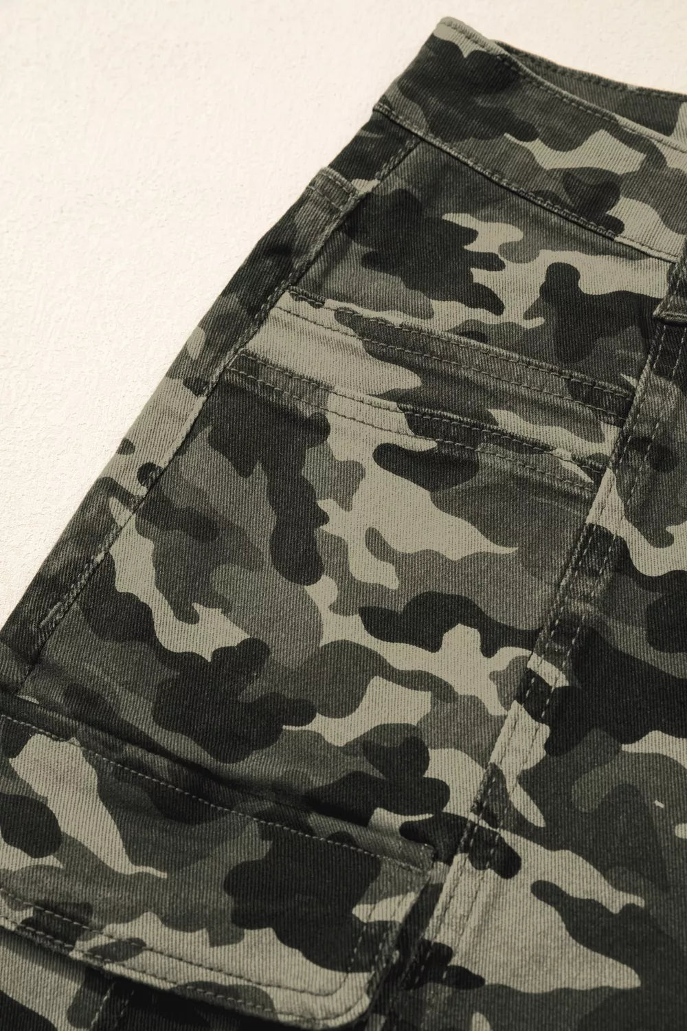 Camouflage Print Multi Pocketed Womens Denim Pants designed for comfort and style at Lookzlike