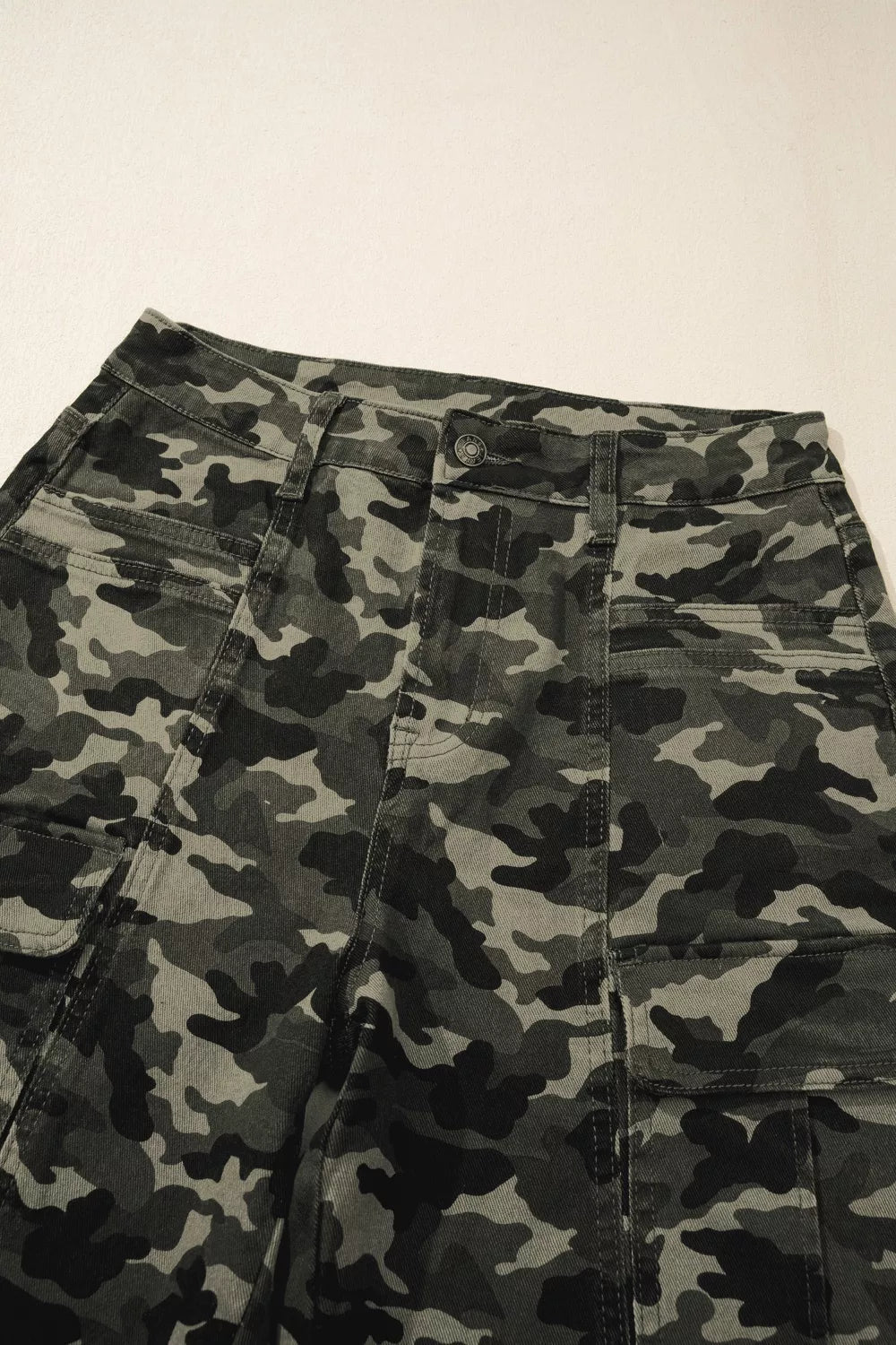 Camouflage Print Multi Pocketed Womens Denim Pants designed for comfort and style at Lookzlike