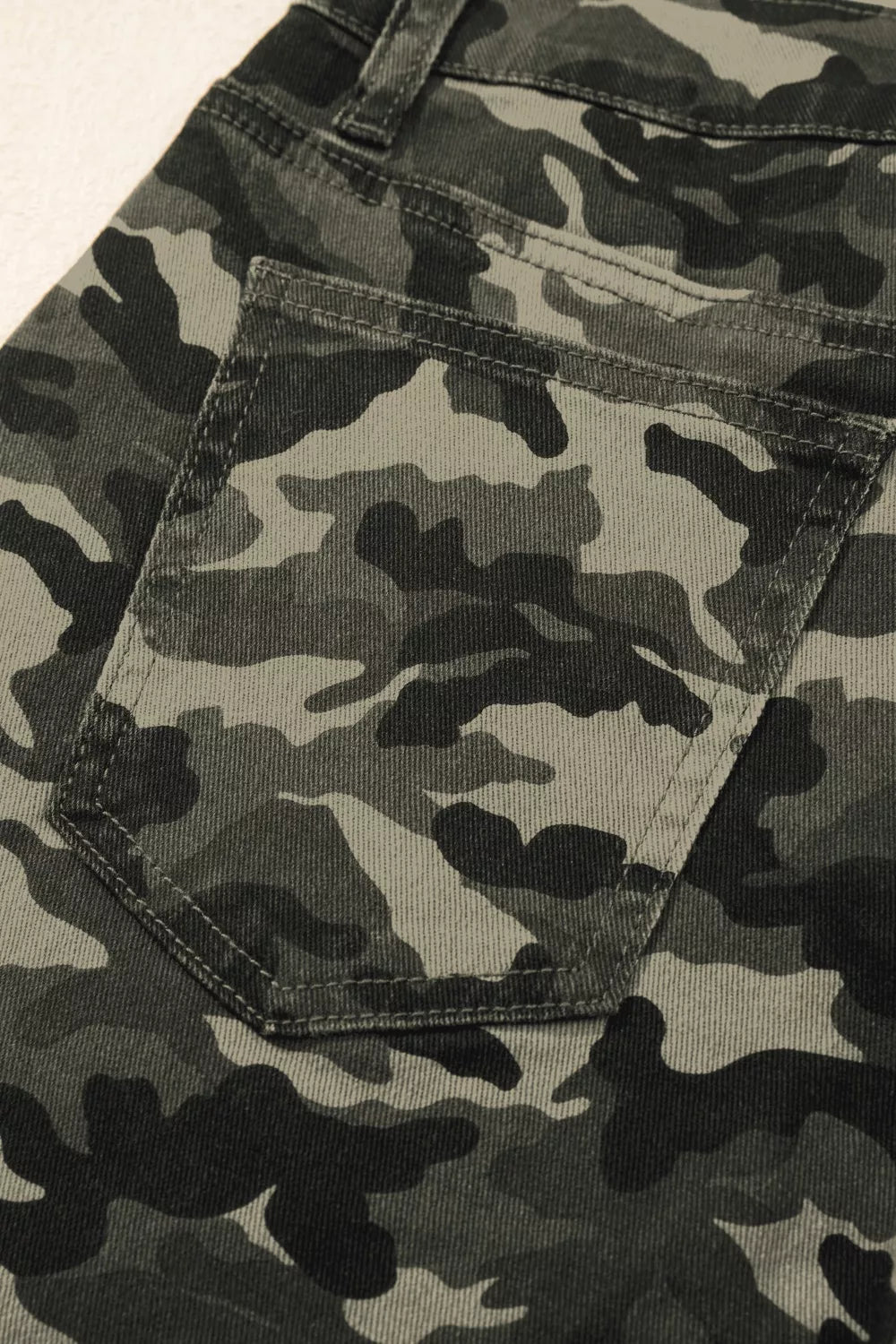 Camouflage Print Multi Pocketed Womens Denim Pants designed for comfort and style at Lookzlike