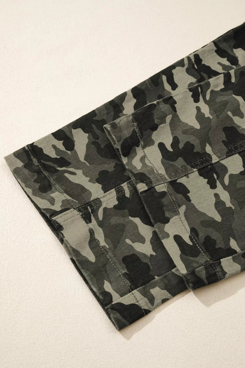 Camouflage Print Multi Pocketed Womens Denim Pants designed for comfort and style at Lookzlike