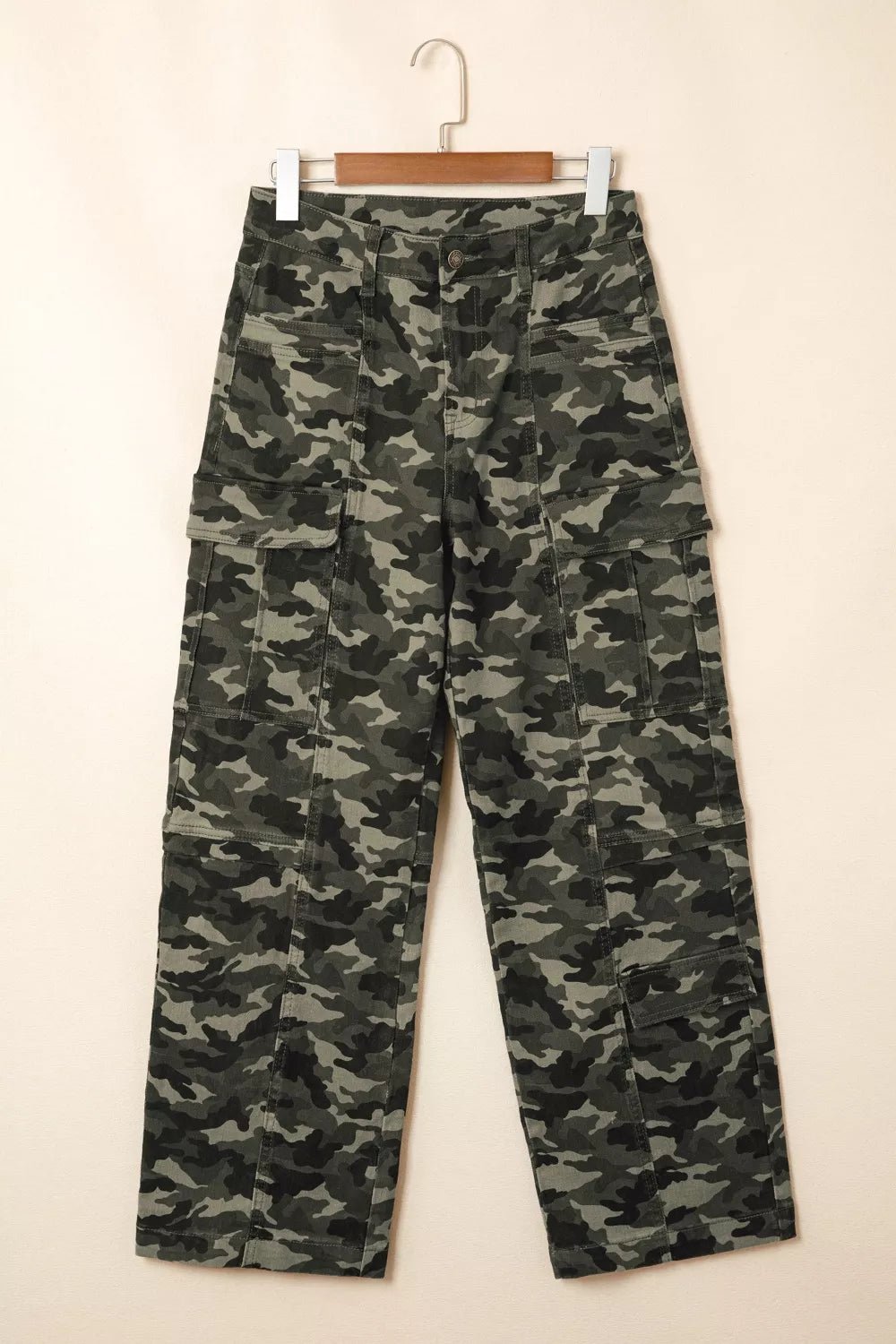Camouflage Print Multi Pocketed Womens Denim Pants designed for comfort and style at Lookzlike