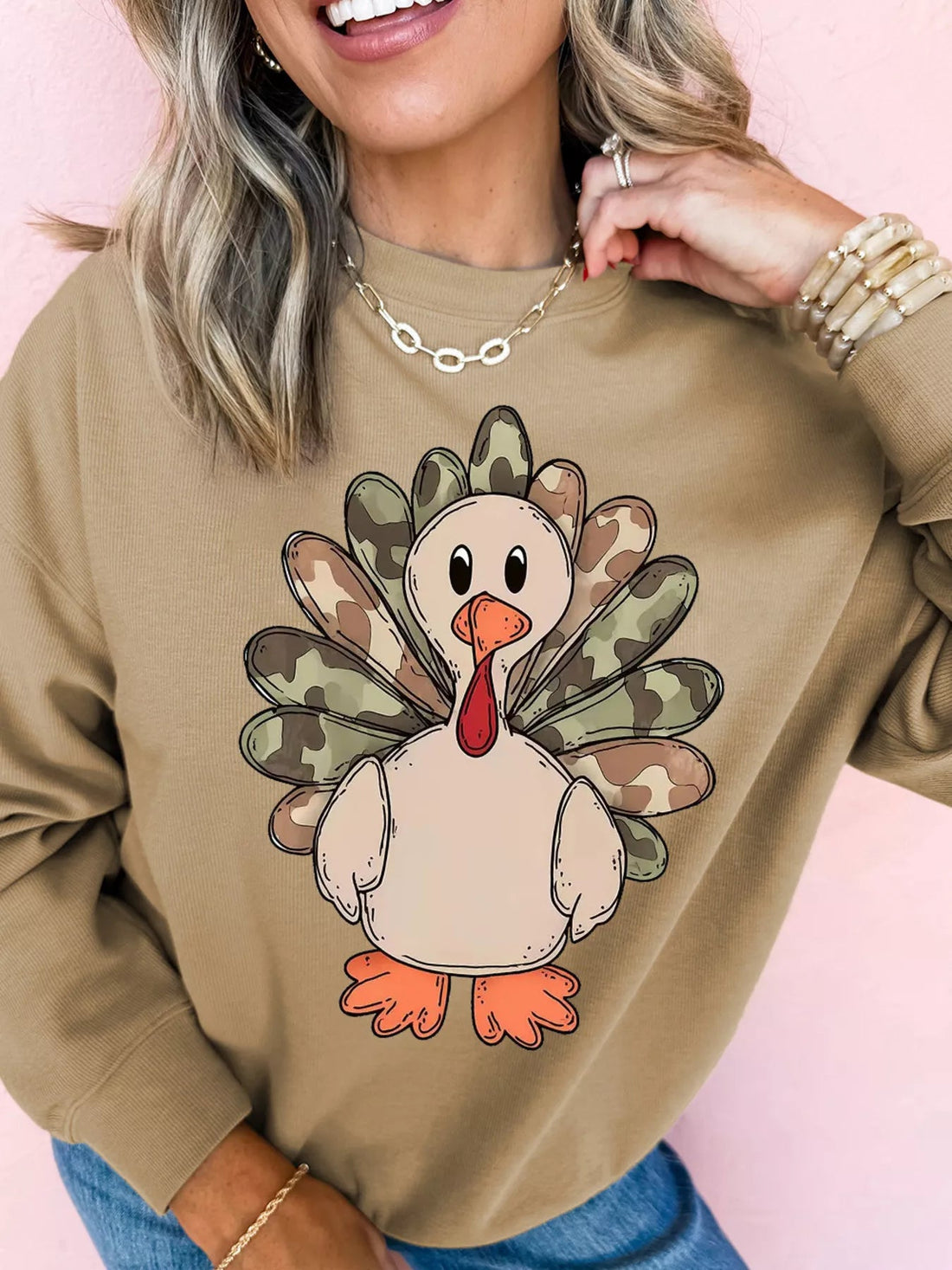 Camouflage Turkey Halloween Graphic Sweatshirt designed for comfort and style at Lookzlike