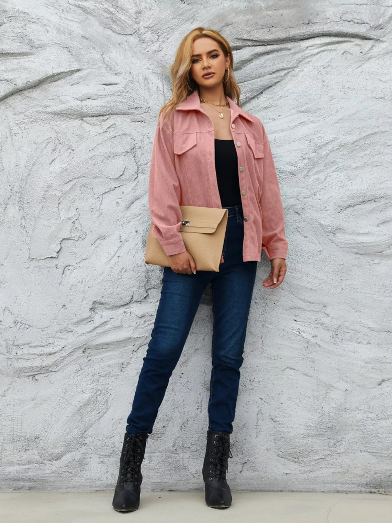 Casual Corduroy Button - Down Jacket designed for comfort and style at Lookzlike