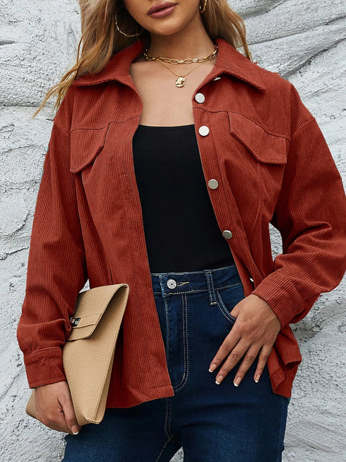Casual Corduroy Button - Down Jacket designed for comfort and style at Lookzlike