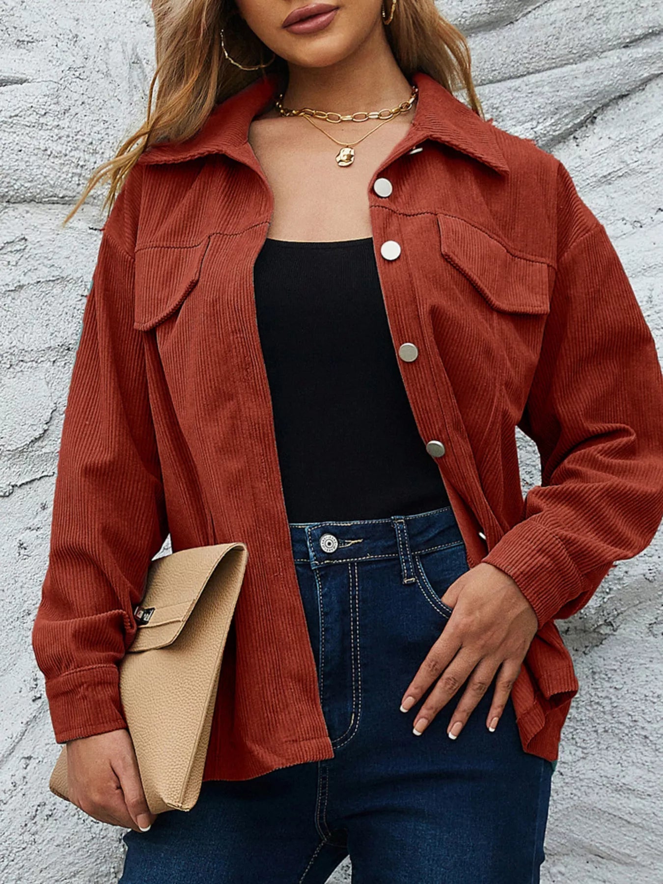 Casual Corduroy Button - Down Jacket designed for comfort and style at Lookzlike