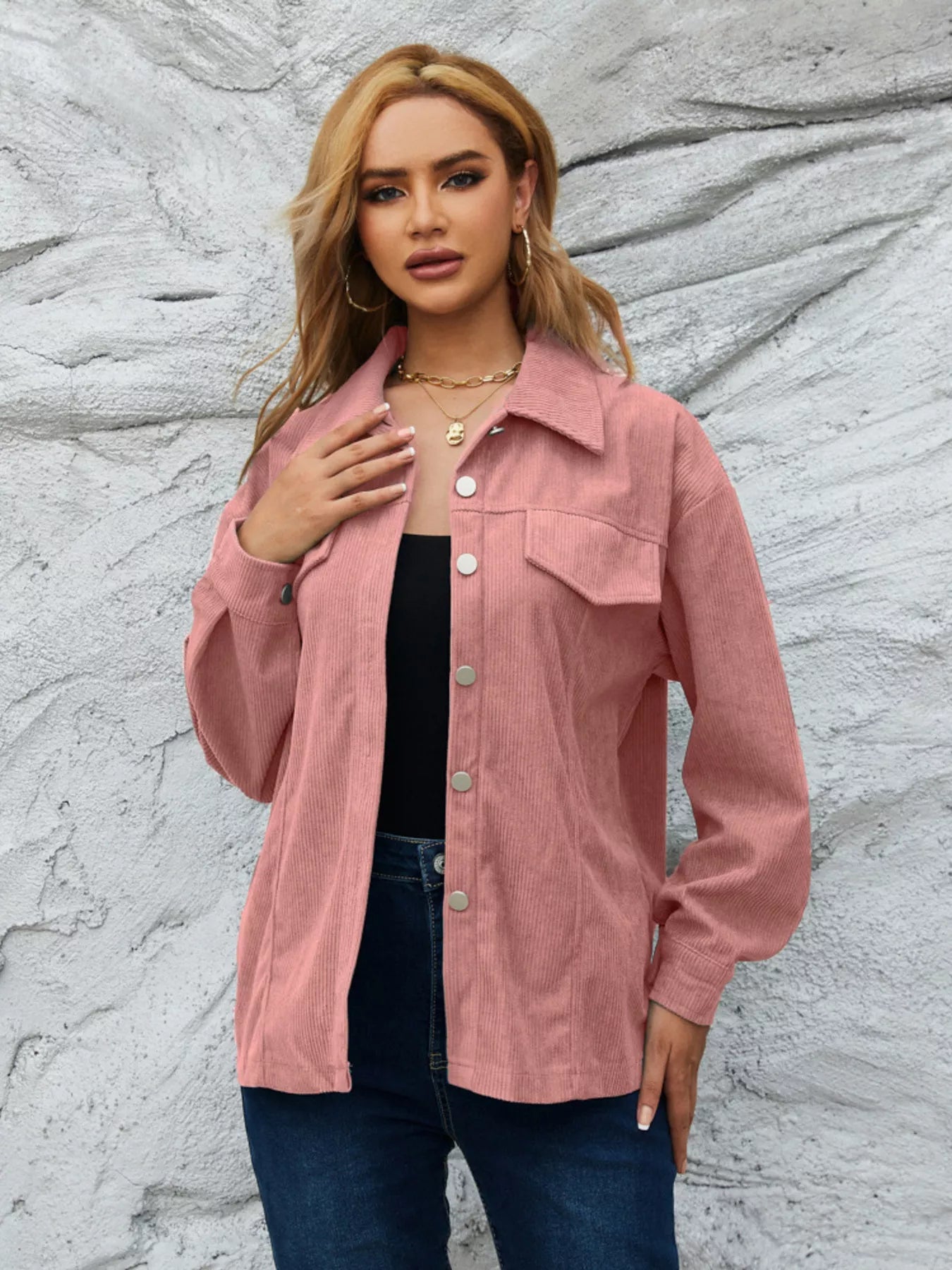Casual Corduroy Button - Down Jacket designed for comfort and style at Lookzlike