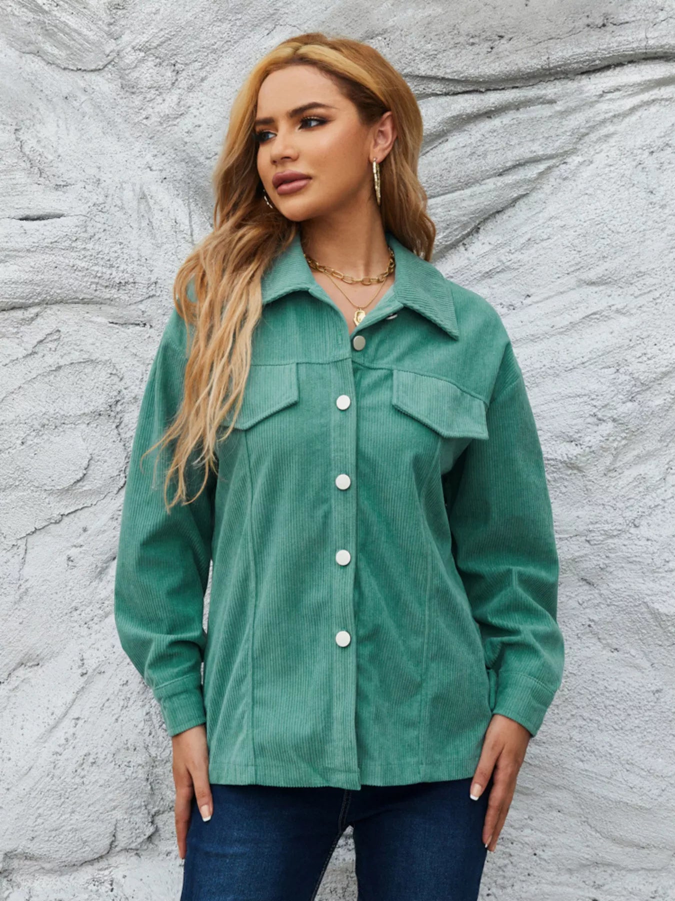 Casual Corduroy Button - Down Jacket designed for comfort and style at Lookzlike