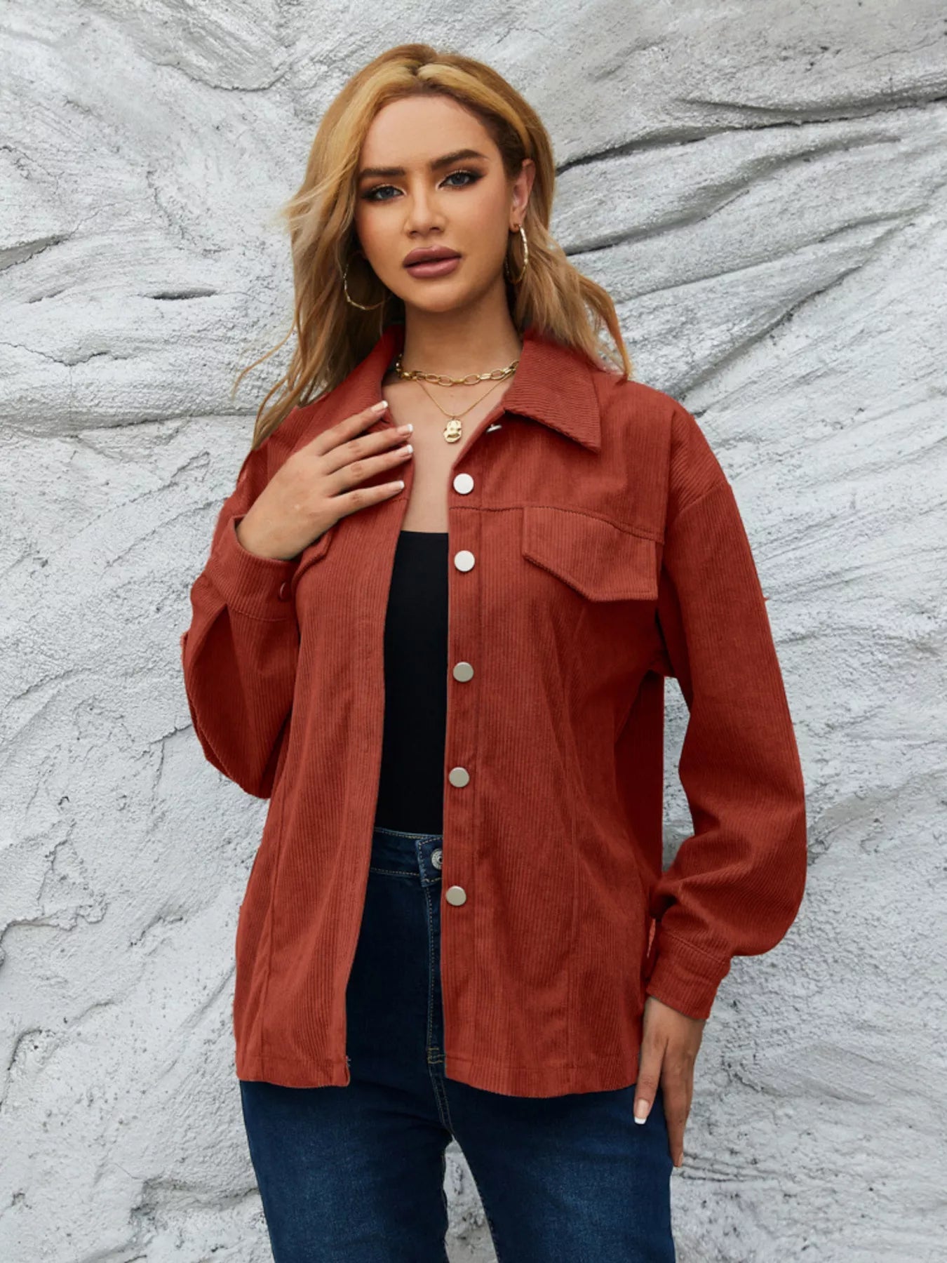 Casual Corduroy Button - Down Jacket designed for comfort and style at Lookzlike
