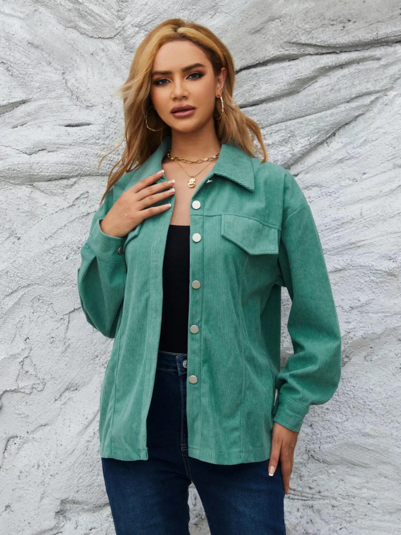 Casual Corduroy Button - Down Jacket designed for comfort and style at Lookzlike