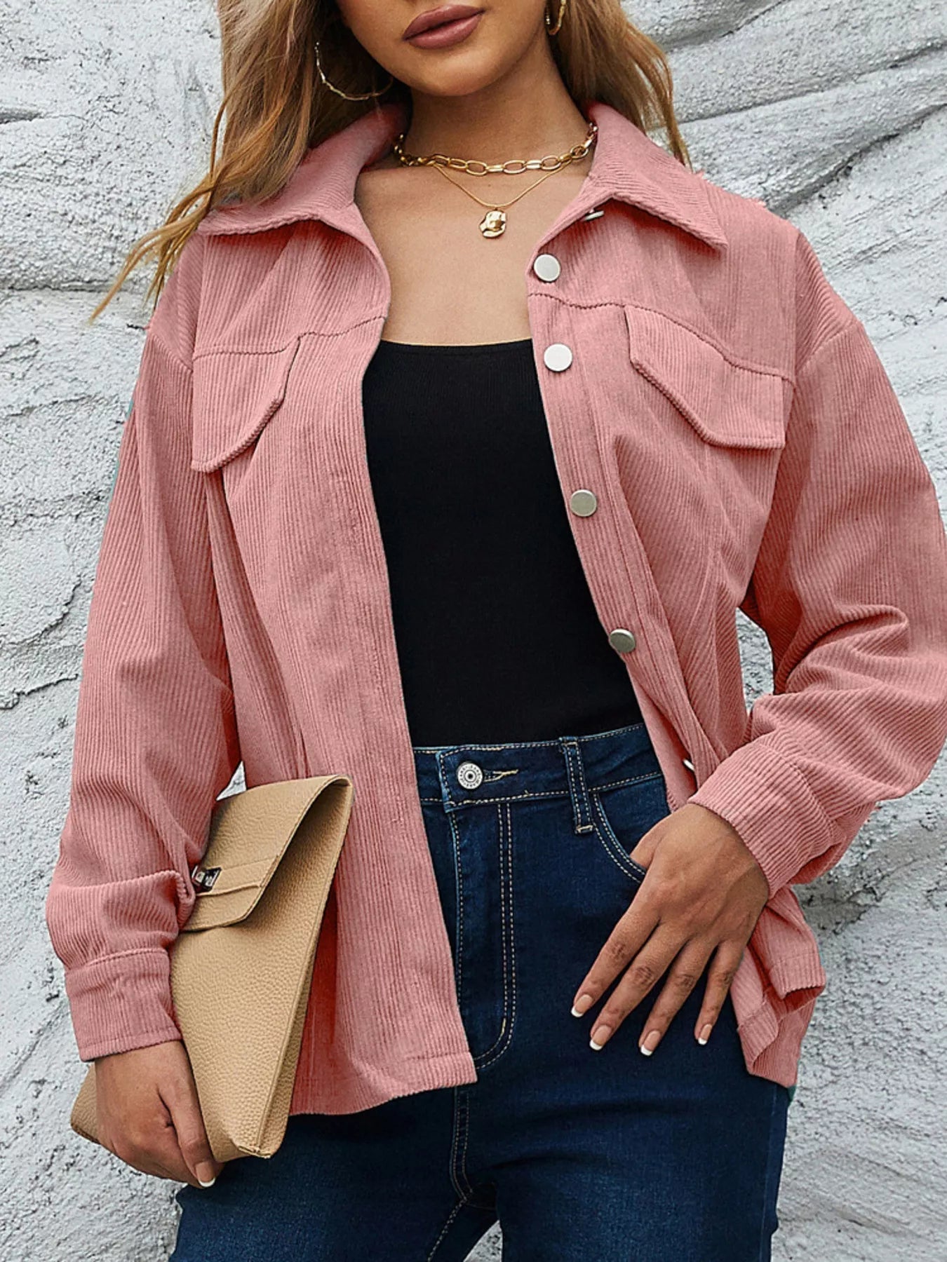 Casual Corduroy Button - Down Jacket designed for comfort and style at Lookzlike
