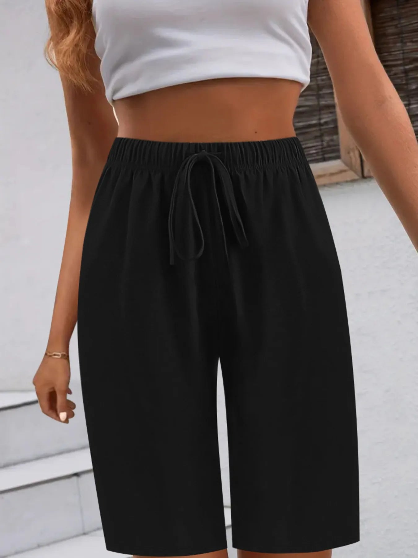 Casual Drawstring Wide Leg Shorts - Lookzlike