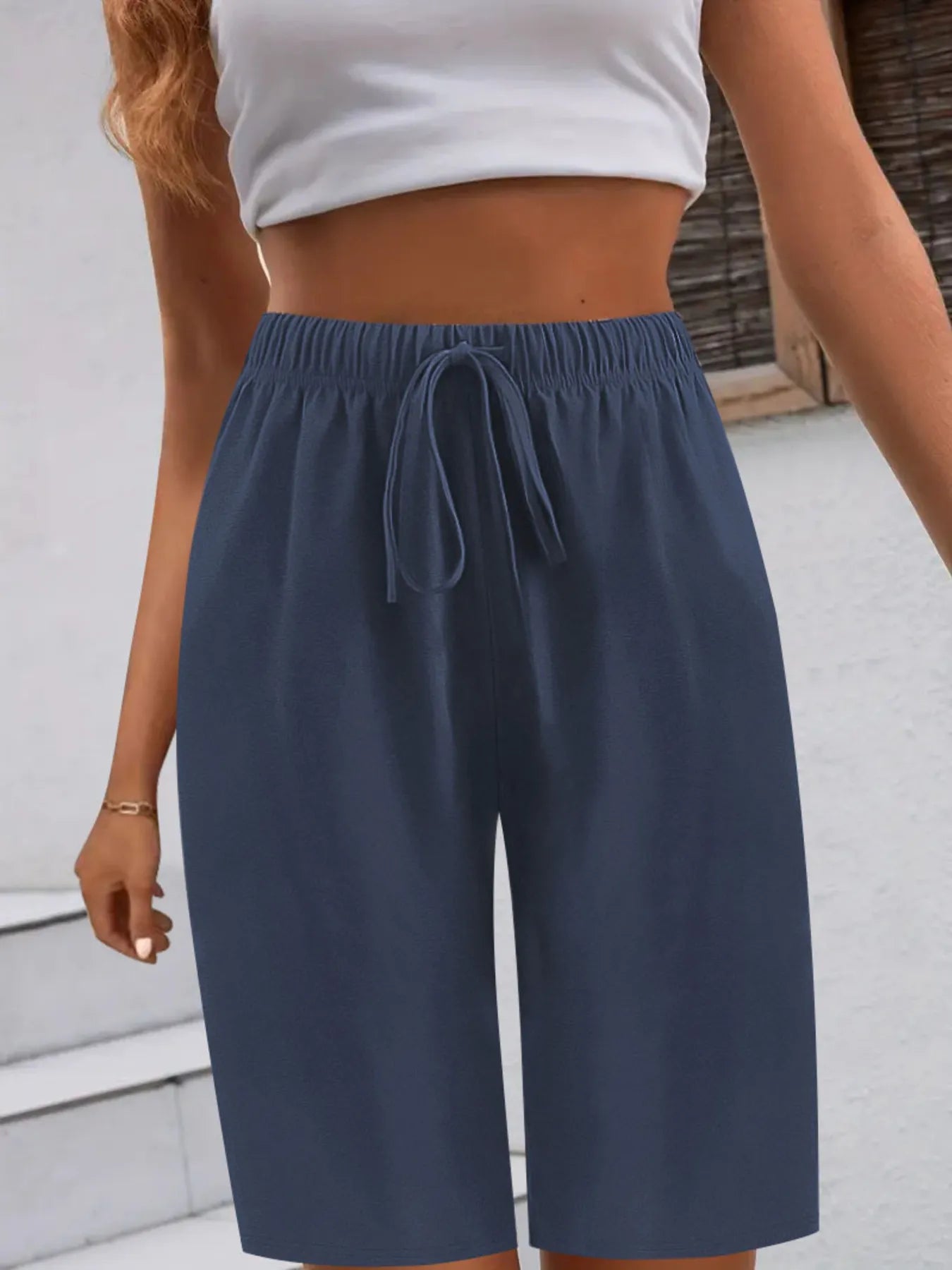 Casual Drawstring Wide Leg Shorts - Lookzlike