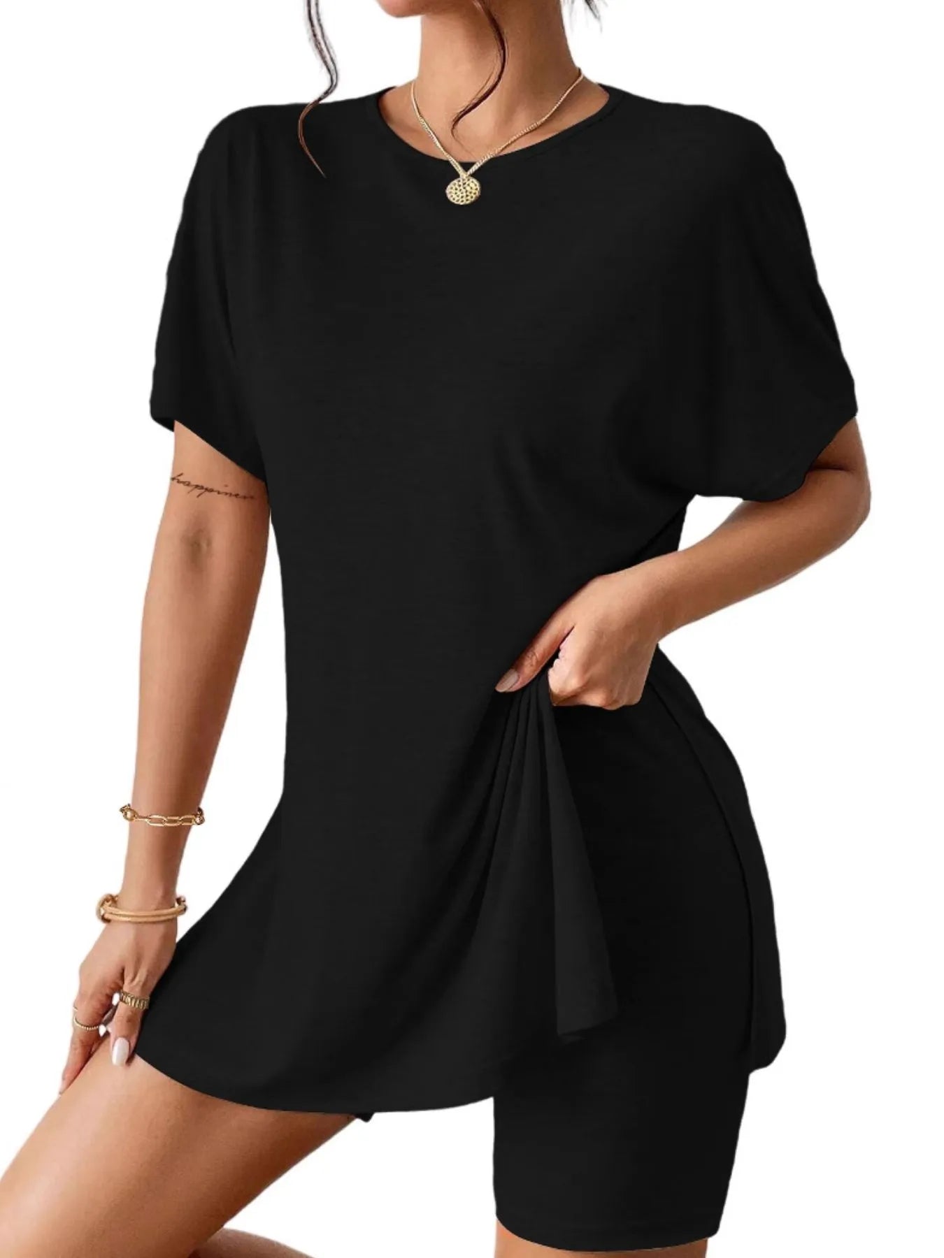 Casual Round Neck T-Shirt and Shorts Set - Lookzlike