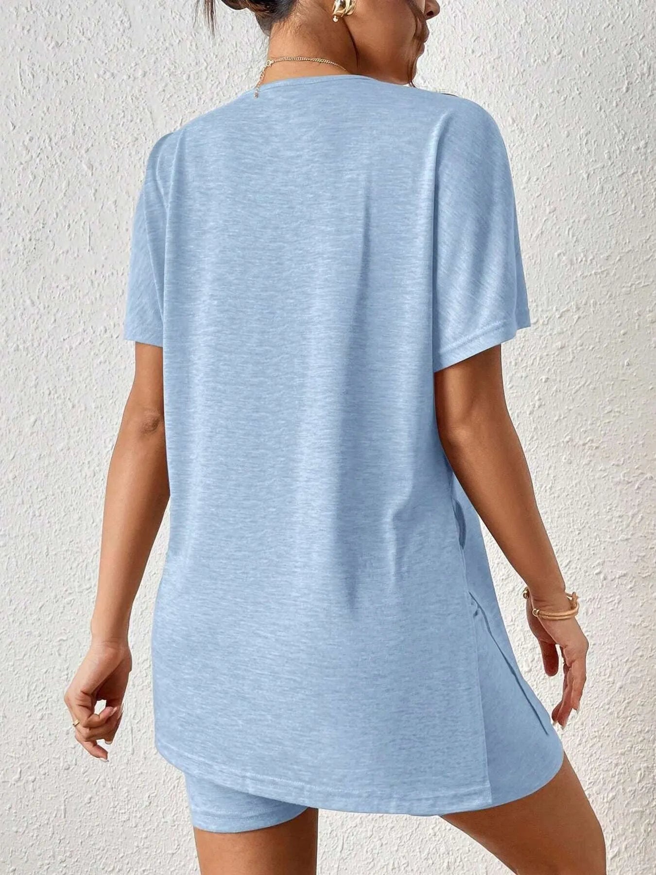 Casual Round Neck T-Shirt and Shorts Set - Lookzlike