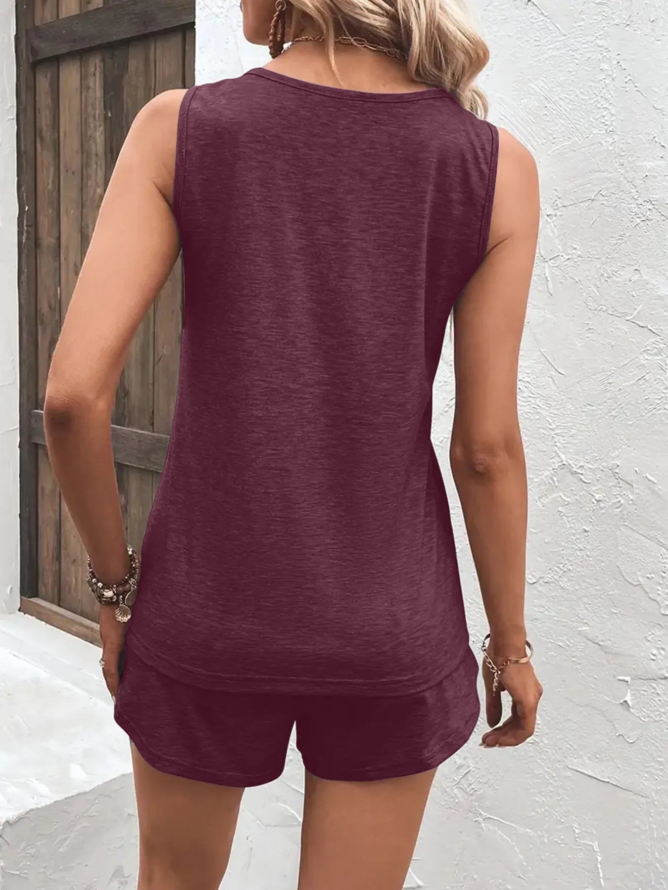 Casual Wide Strap Tank Top and Shorts Set - Lookzlike