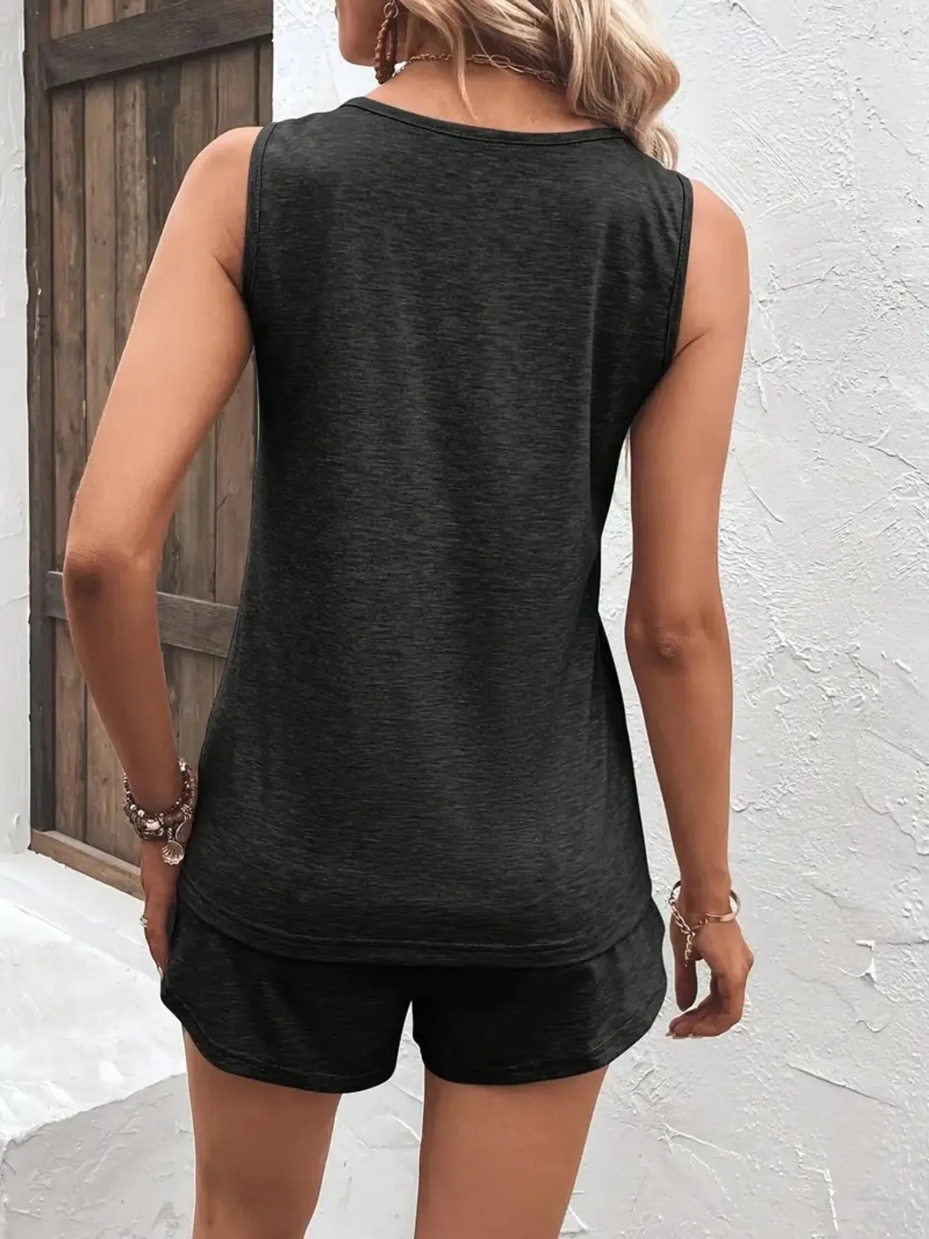 Casual Wide Strap Tank Top and Shorts Set - Lookzlike