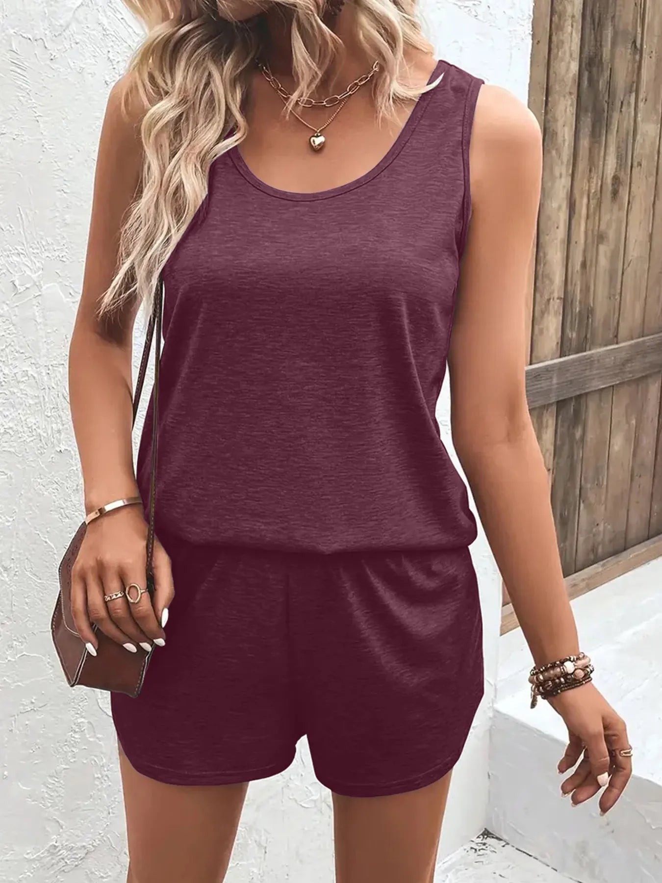 Casual Wide Strap Tank Top and Shorts Set - Lookzlike