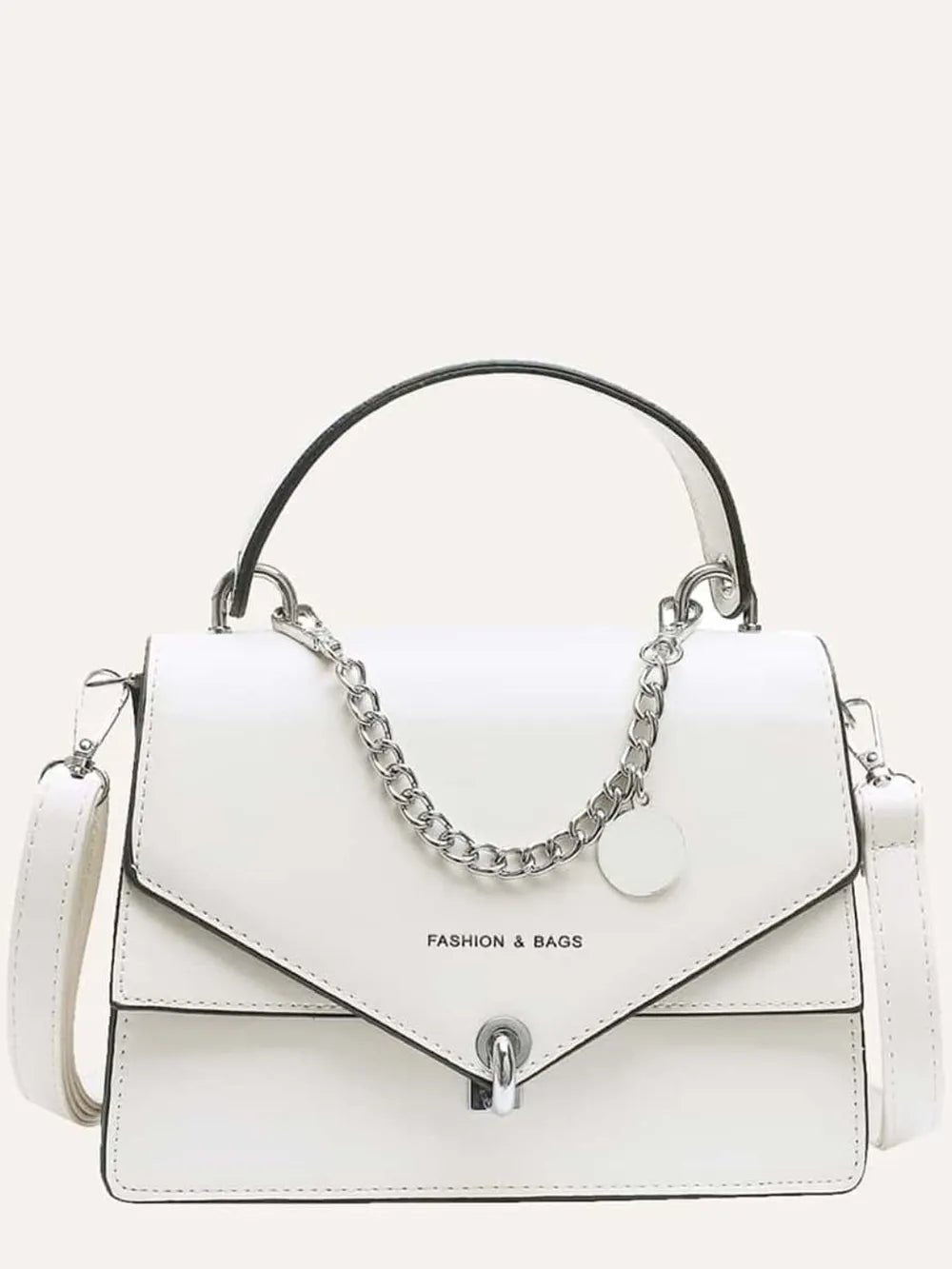 Chain PU Leather Detachable Shoulder Strap Handbag - Lookzlike
