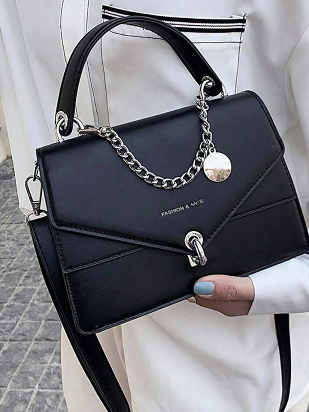 Chain PU Leather Detachable Shoulder Strap Handbag - Lookzlike
