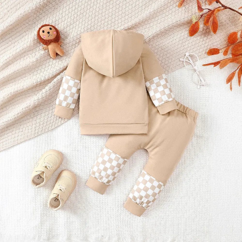 Checkered Long Sleeve Sweatshirt and Pants Set designed for comfort and style at Lookzlike