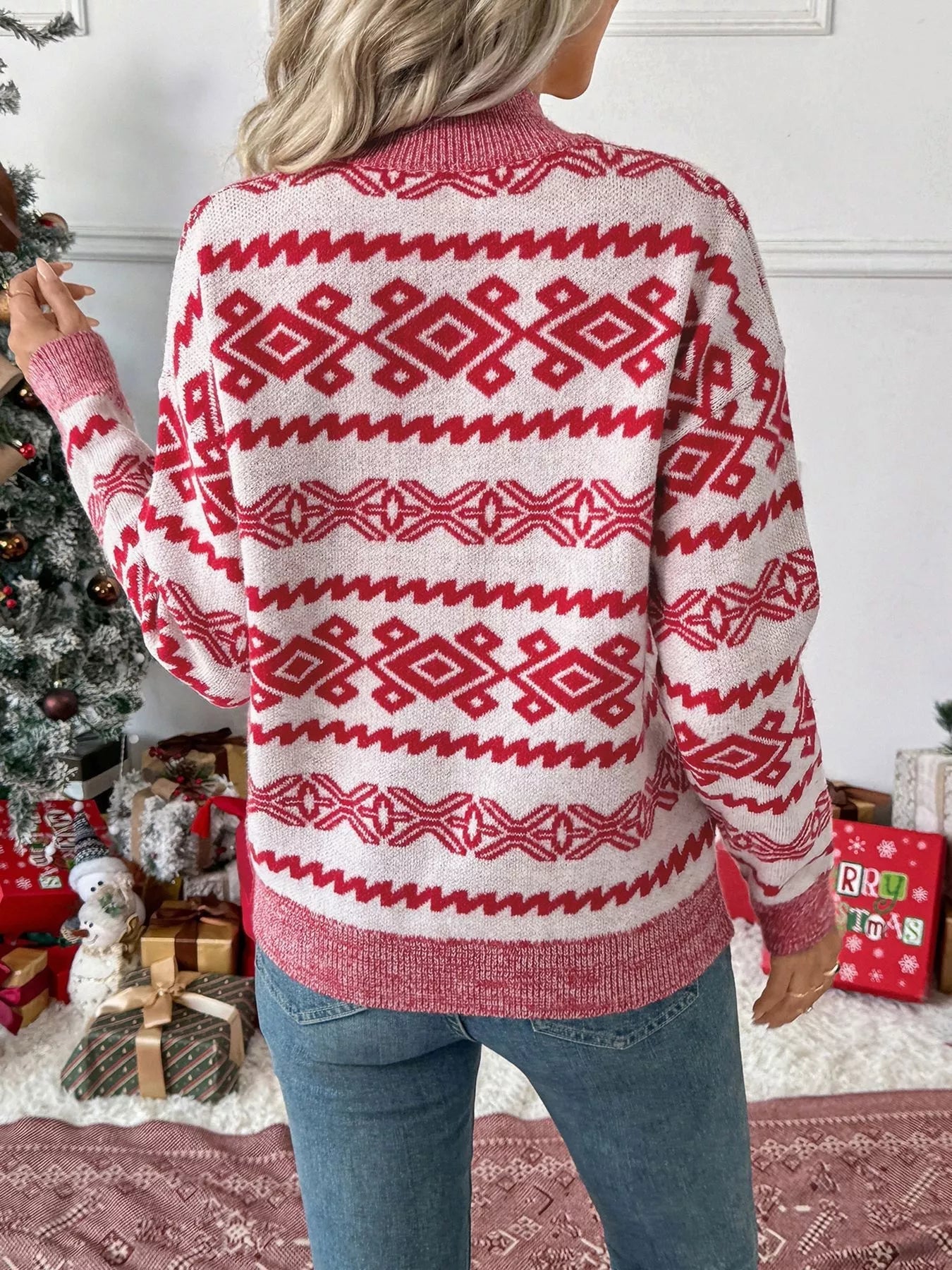CHEERS Christmas Round Neck Long Sleeve Sweater designed for comfort and style at Lookzlike