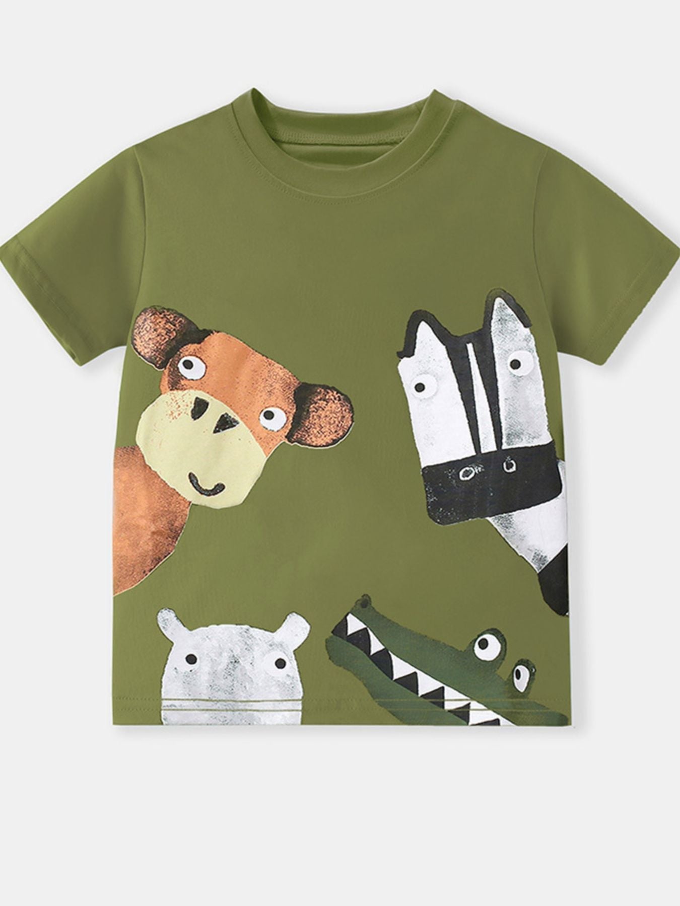 Children's Animal Print Crew Neck T-Shirt designed for comfort and style at Lookzlike