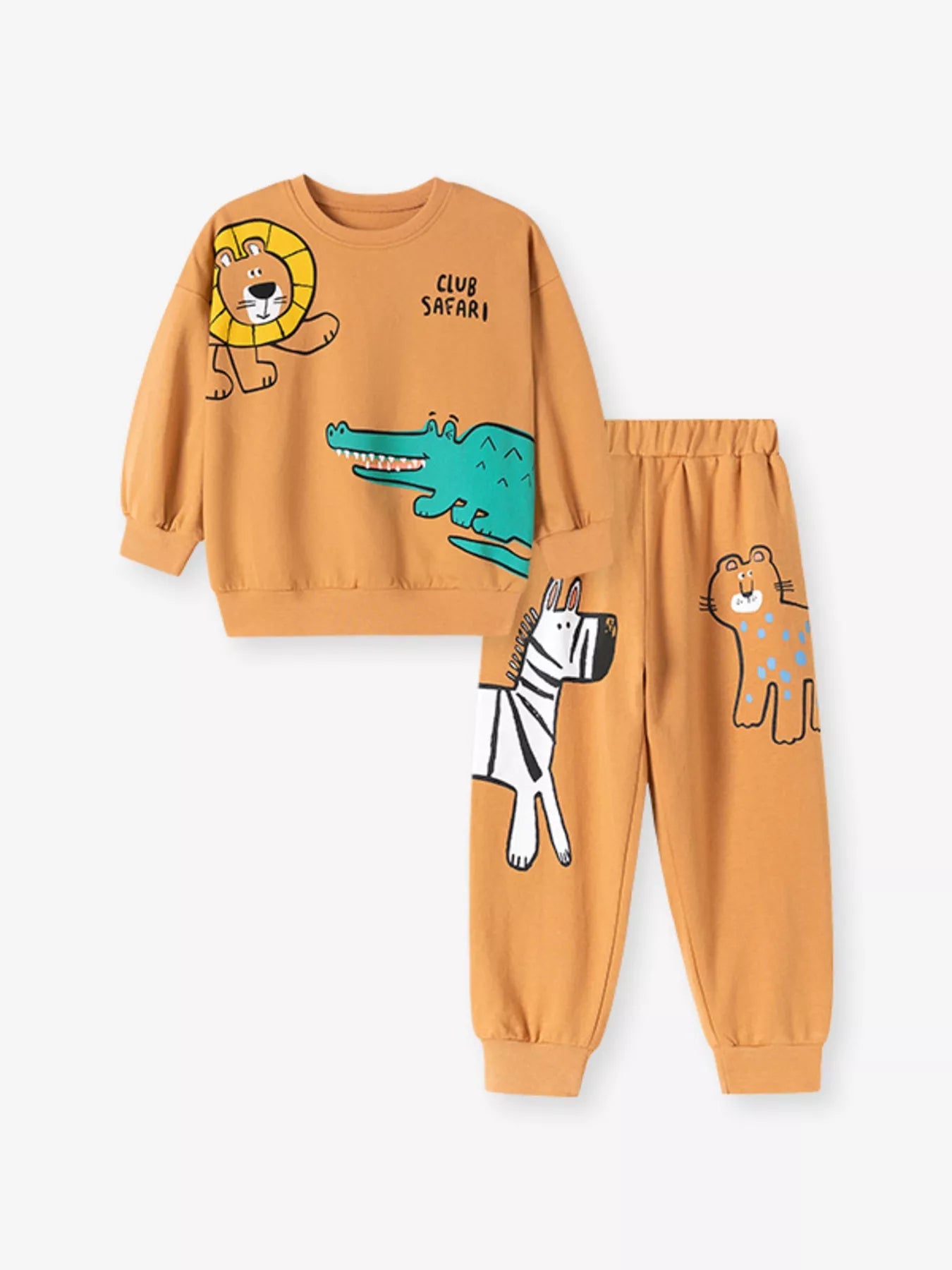 Children's Animal Round Neck Sweatshirt and Pants Set designed for comfort and style at Lookzlike